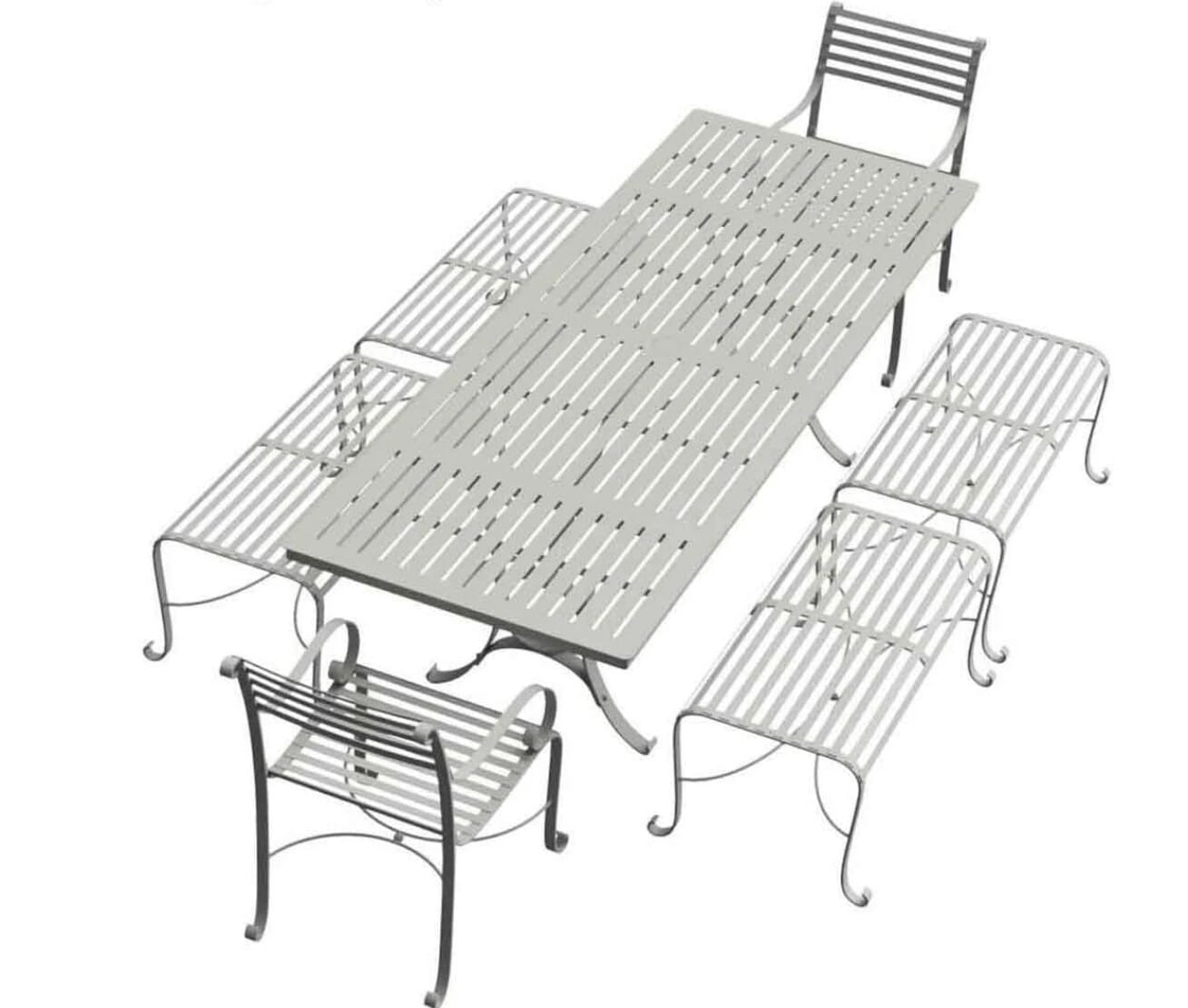 Southwold 2.4m Garden Table With 4 x 2 Seat Backless Bench & 2 Carver Chairs  - ODL-131