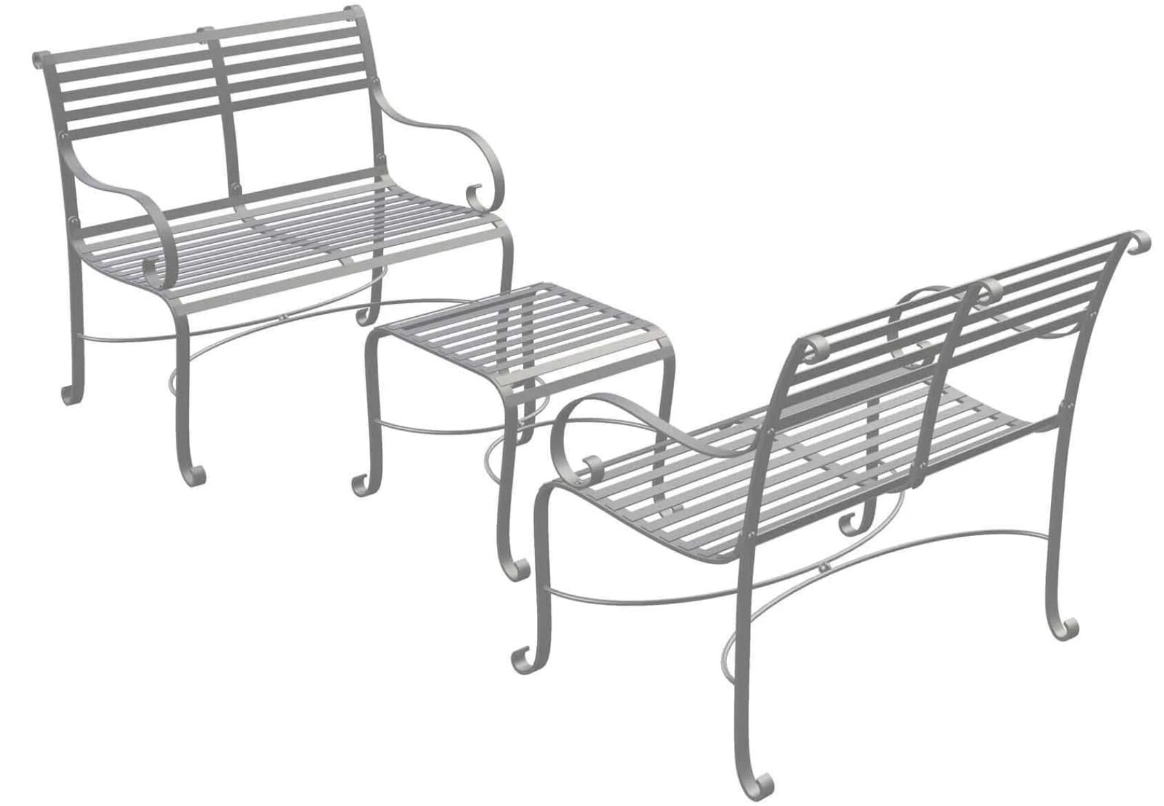 Southwold Side Table With 2 x 2 Seater Bench With Back  - ODL-149