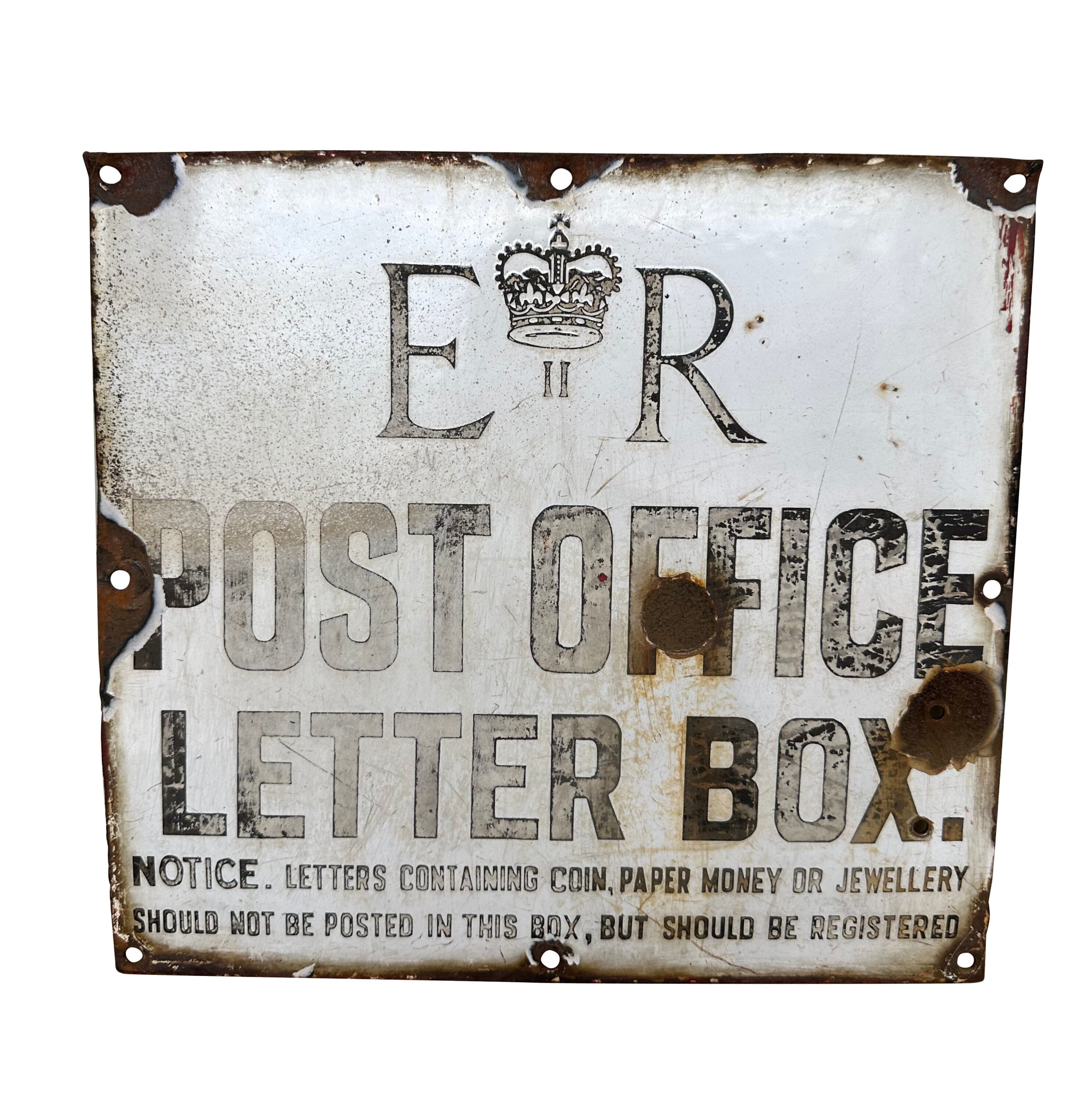 Original Royal Mail ER II Enamel Post Office Letter Box Sign - 10192
