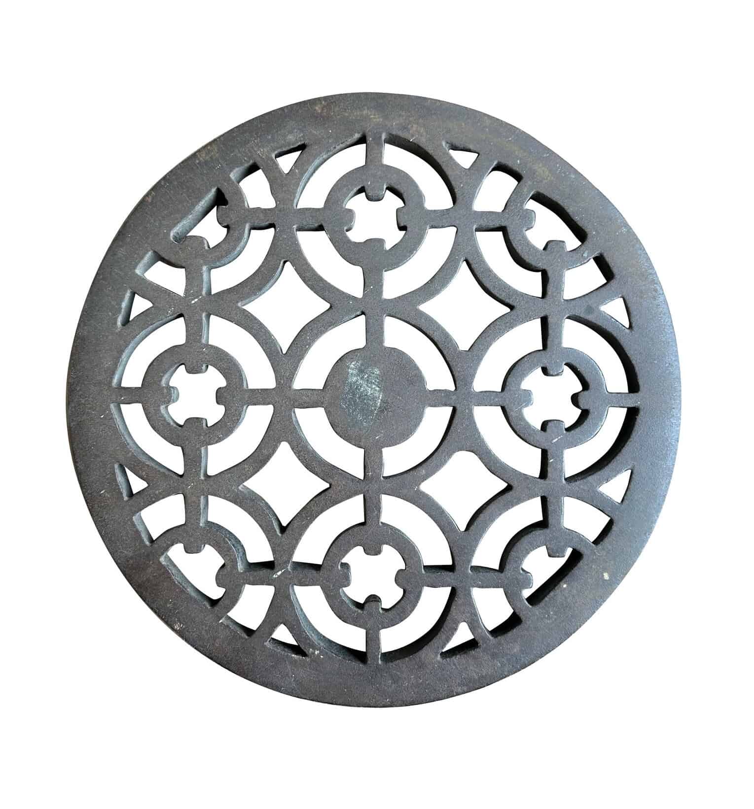 Ornate Victorian Reclaimed Cast Iron Round Floor Grille