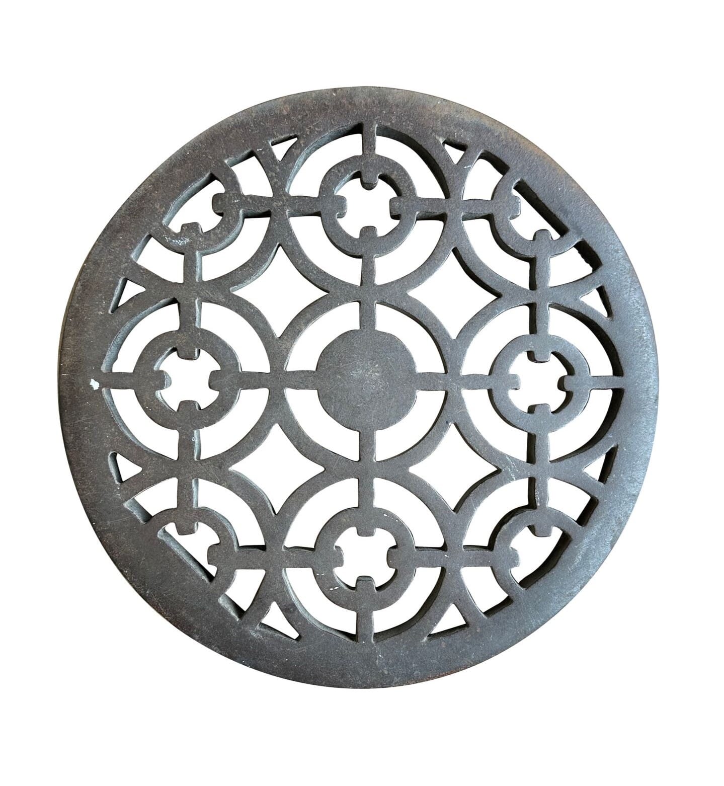 Victorian Reclaimed Ornate Cast Iron Round Floor Grille - 10182B