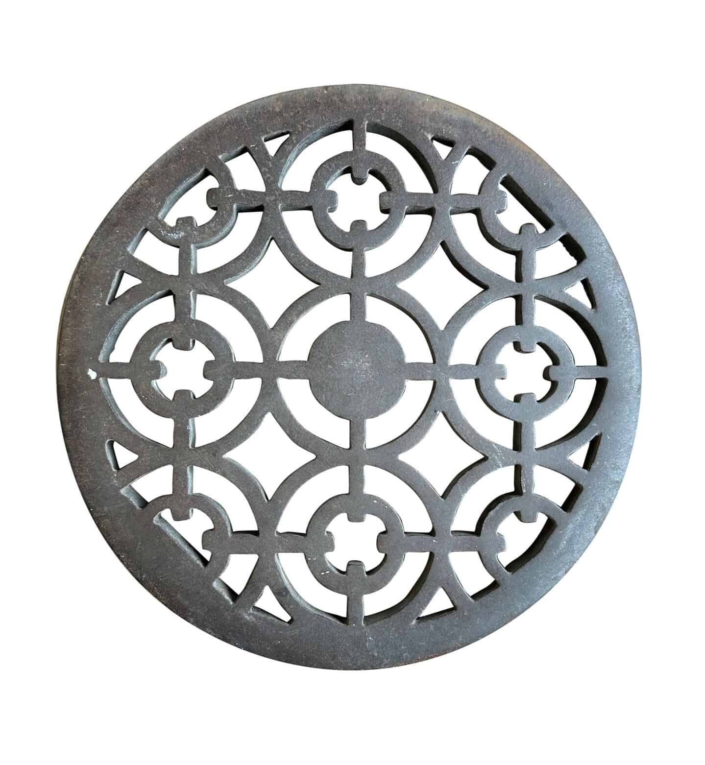 Victorian Reclaimed Ornate Cast Iron Round Floor Grille