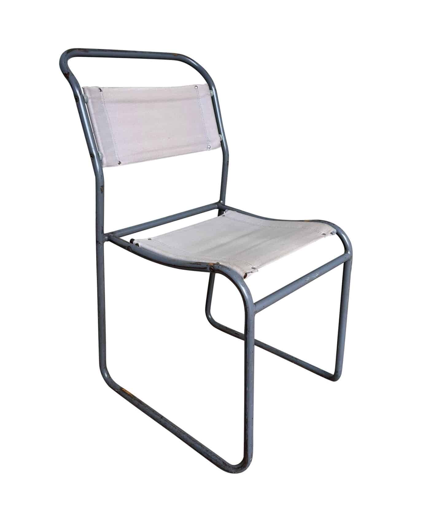 Industrial Reclaimed Cox Steel & Canvas Stacking Chairs