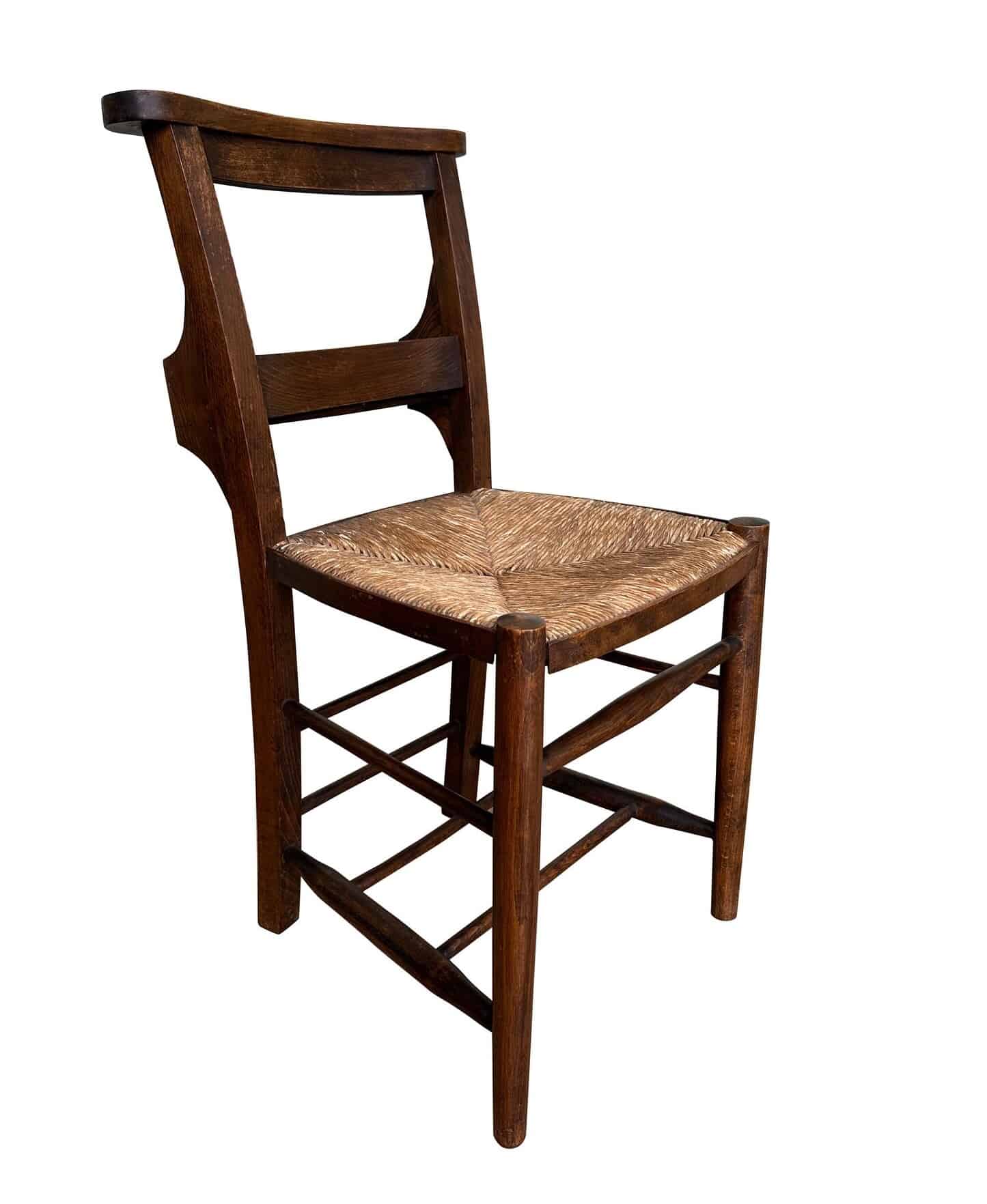 Antique Original Reclaimed Rush Seated Ornate Church Chairs