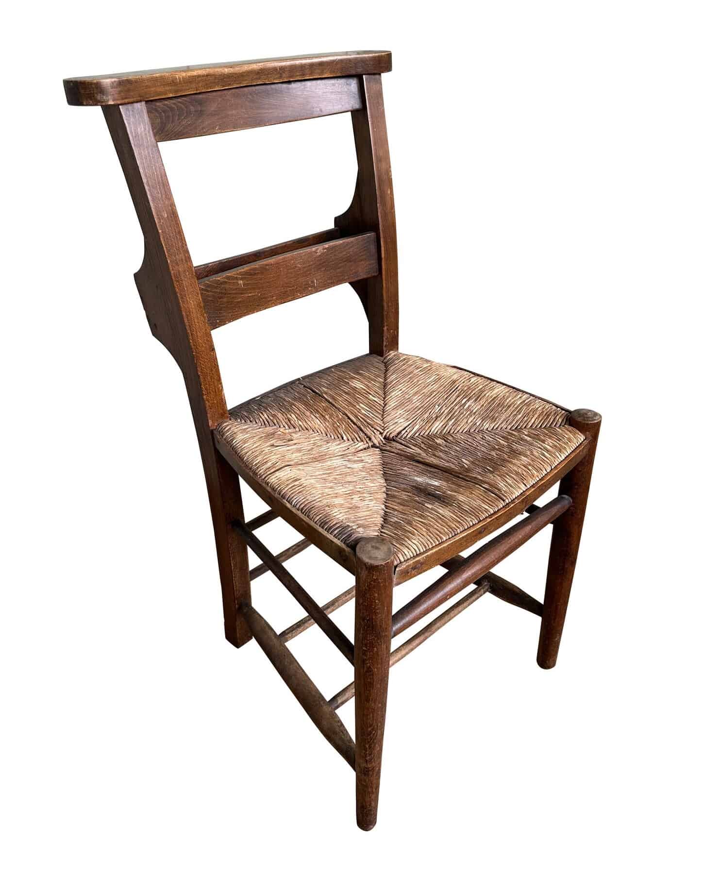 Antique Original Reclaimed Rush Seated Ornate Church Chairs