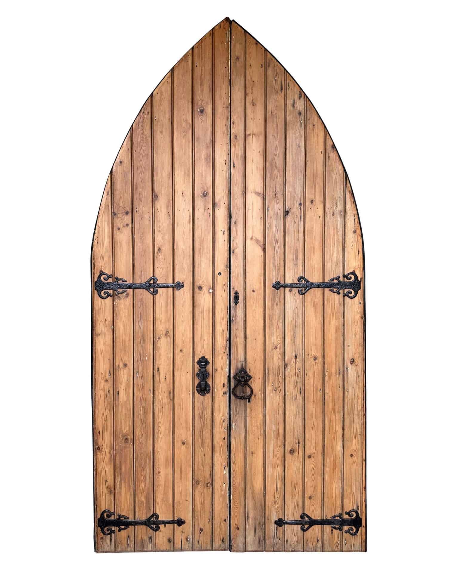Original Large Reclaimed Antique Gothic Pine Doors