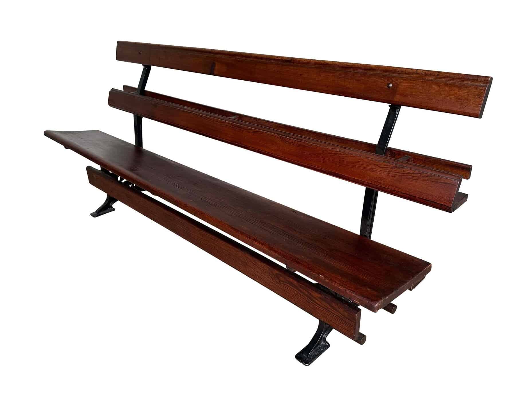 Old Antique Wood & Cast Iron Bench Lift Up Seat