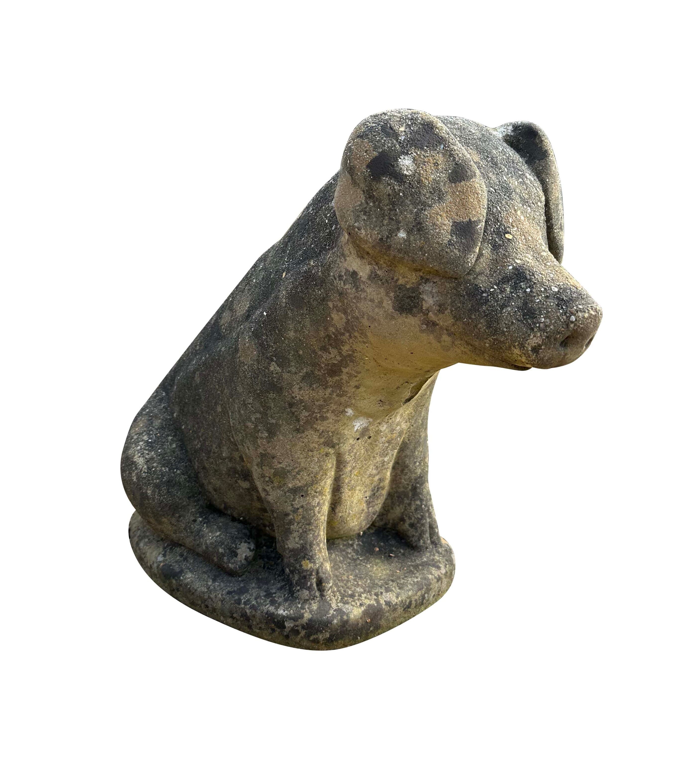 Reclaimed Reconstituted Stone Statue Of a Seating Pig - 10164B