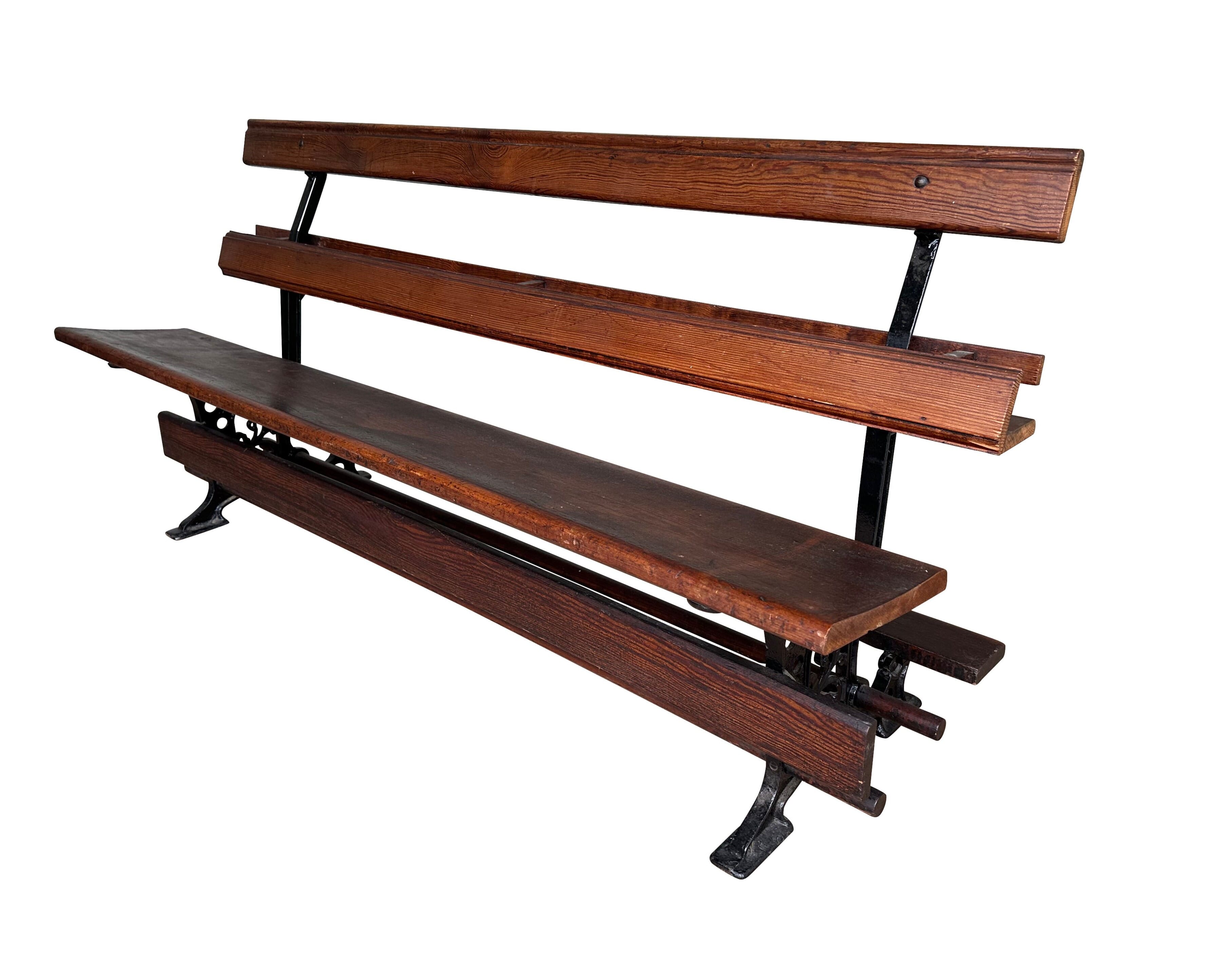 Victorian Salvaged Wood & Cast Iron Bench Lift Up Seat - 10219D