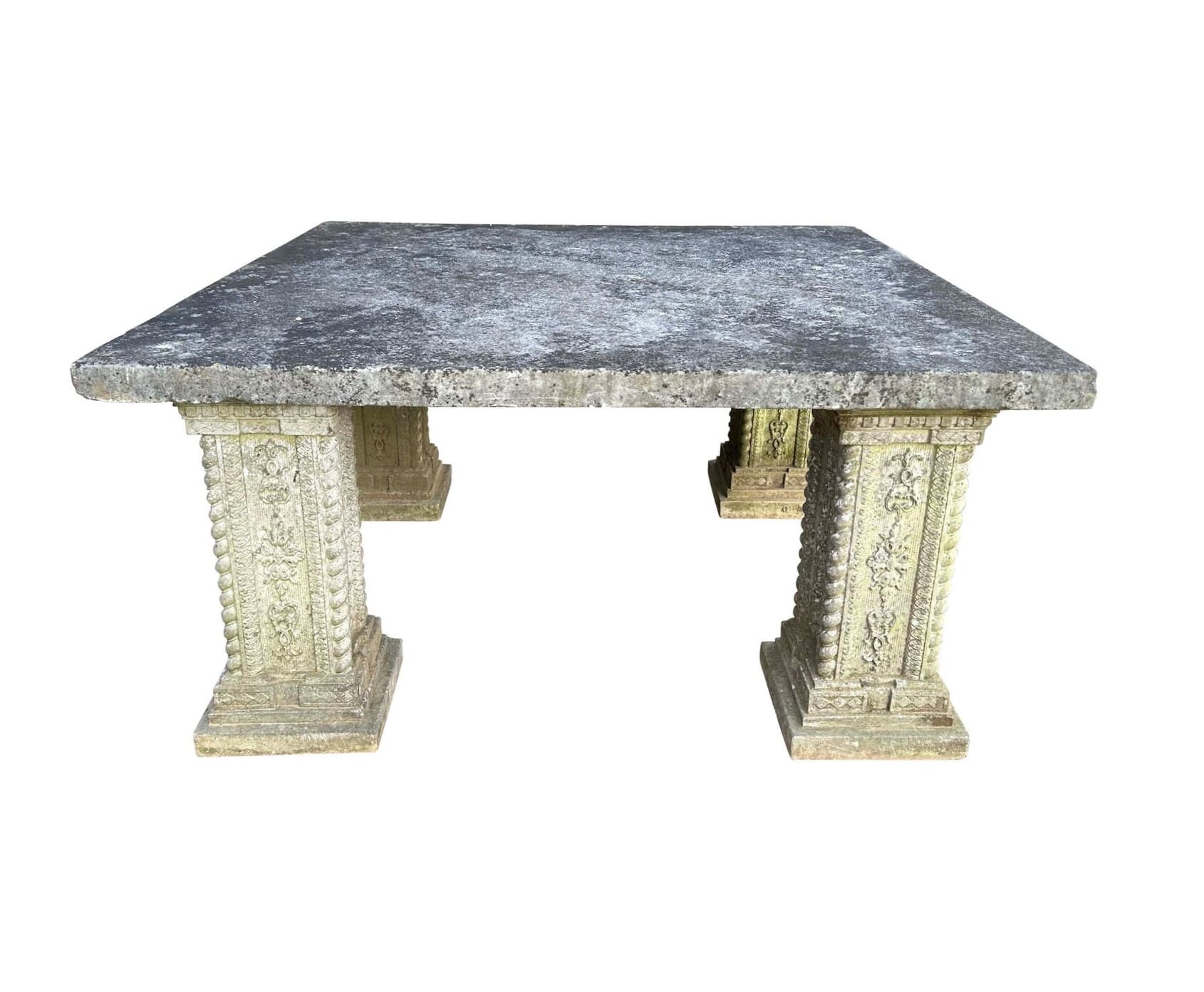 Reclaimed Large Carrara Marble Garden Table Top On Bases - 10165