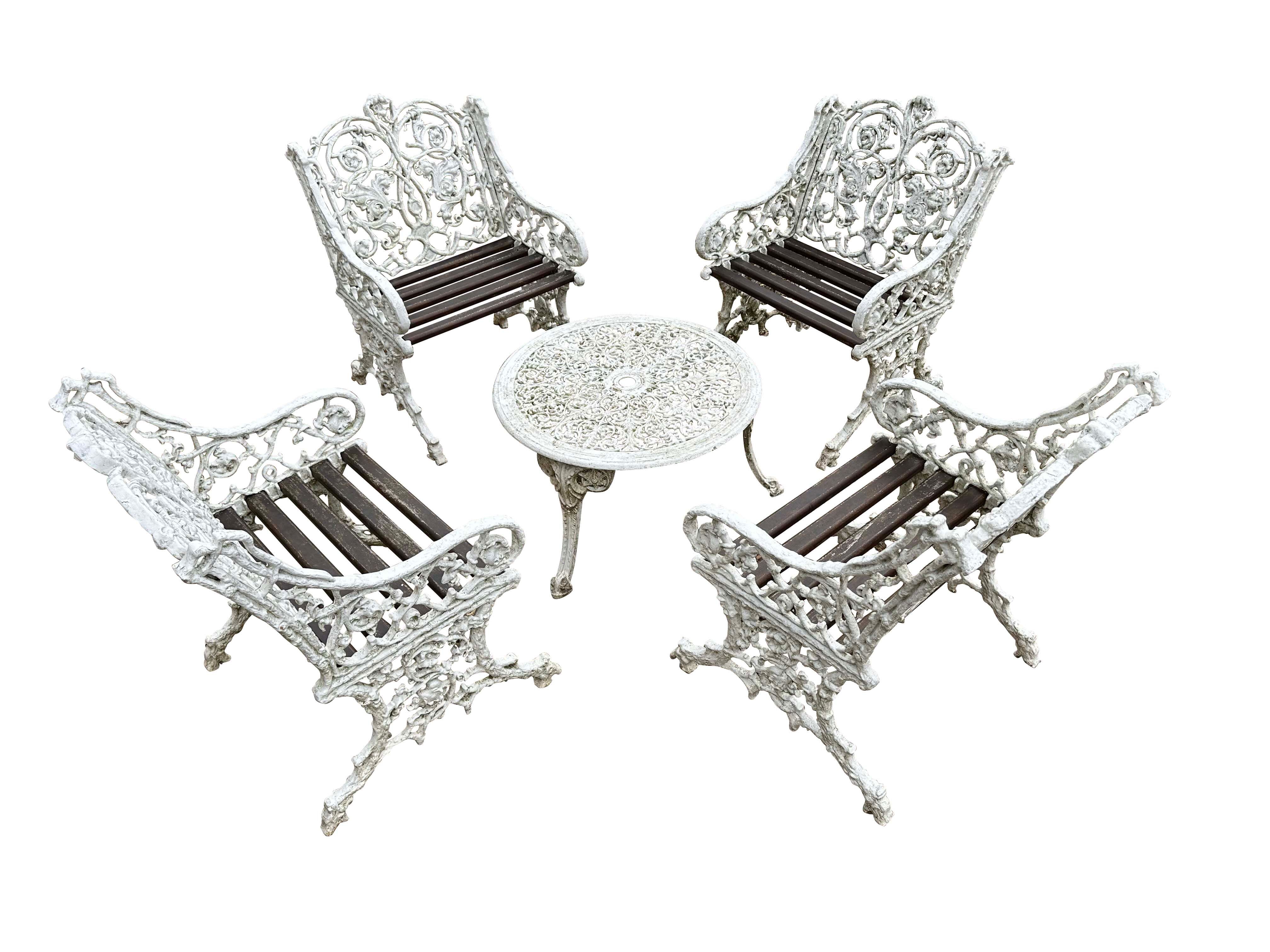 Reclaimed Ornate Cast Metal Garden Chairs and Table Set - 10169