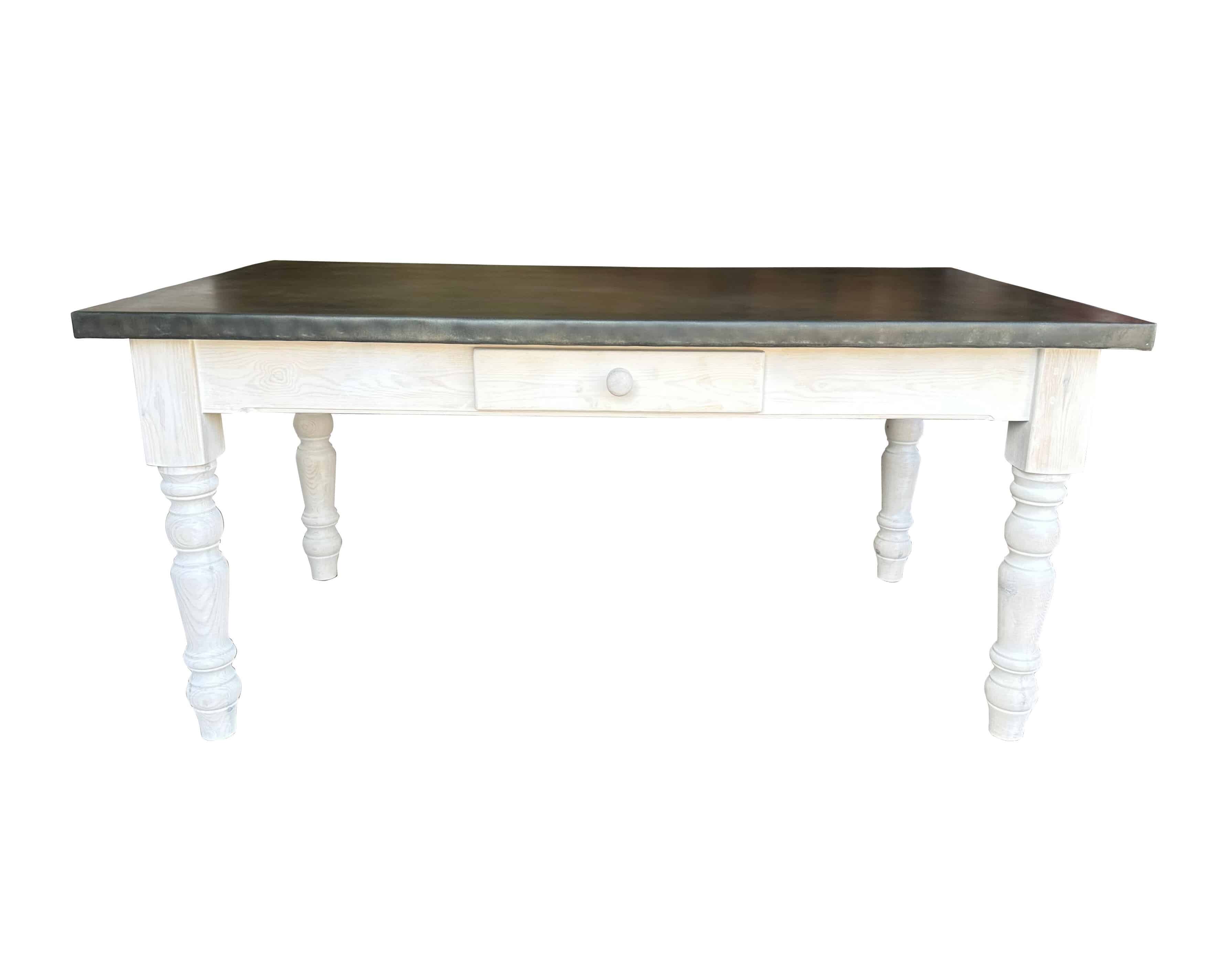 Handmade Antique Zinc Dining Table With Drawers