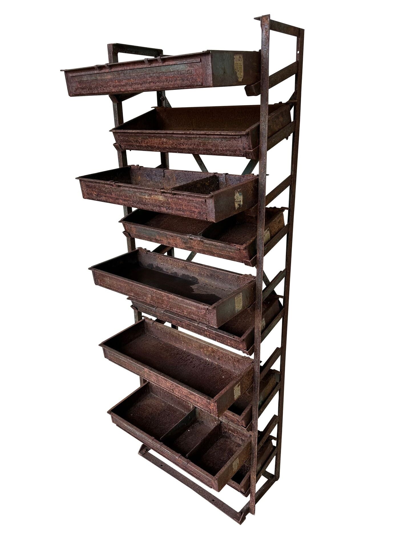 Vintage Industrial Wall Mounted Metal Sliding Rack - 10241