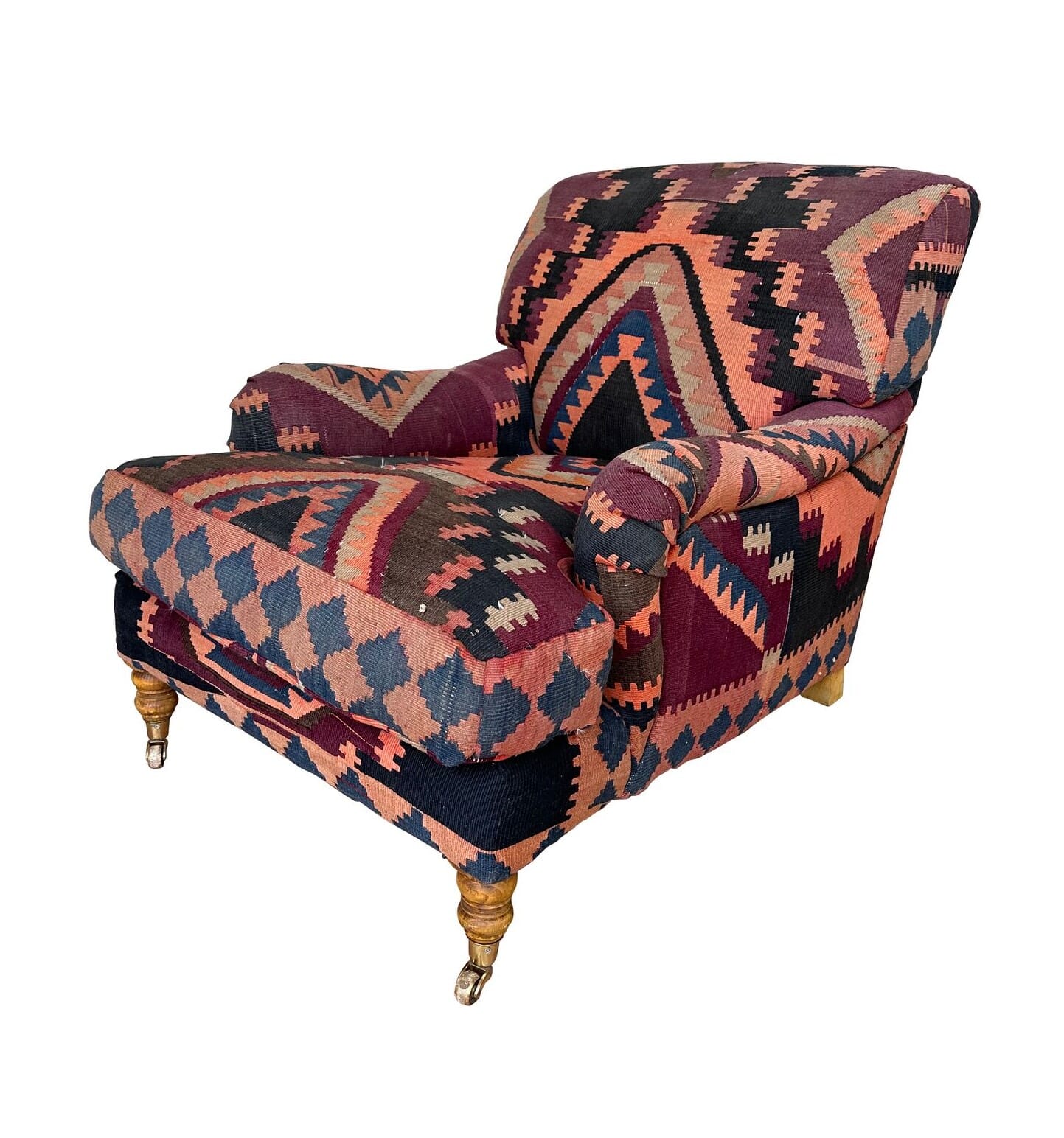 Vintage Howards Style Turkish Kilim Lounge Armchair - 10244