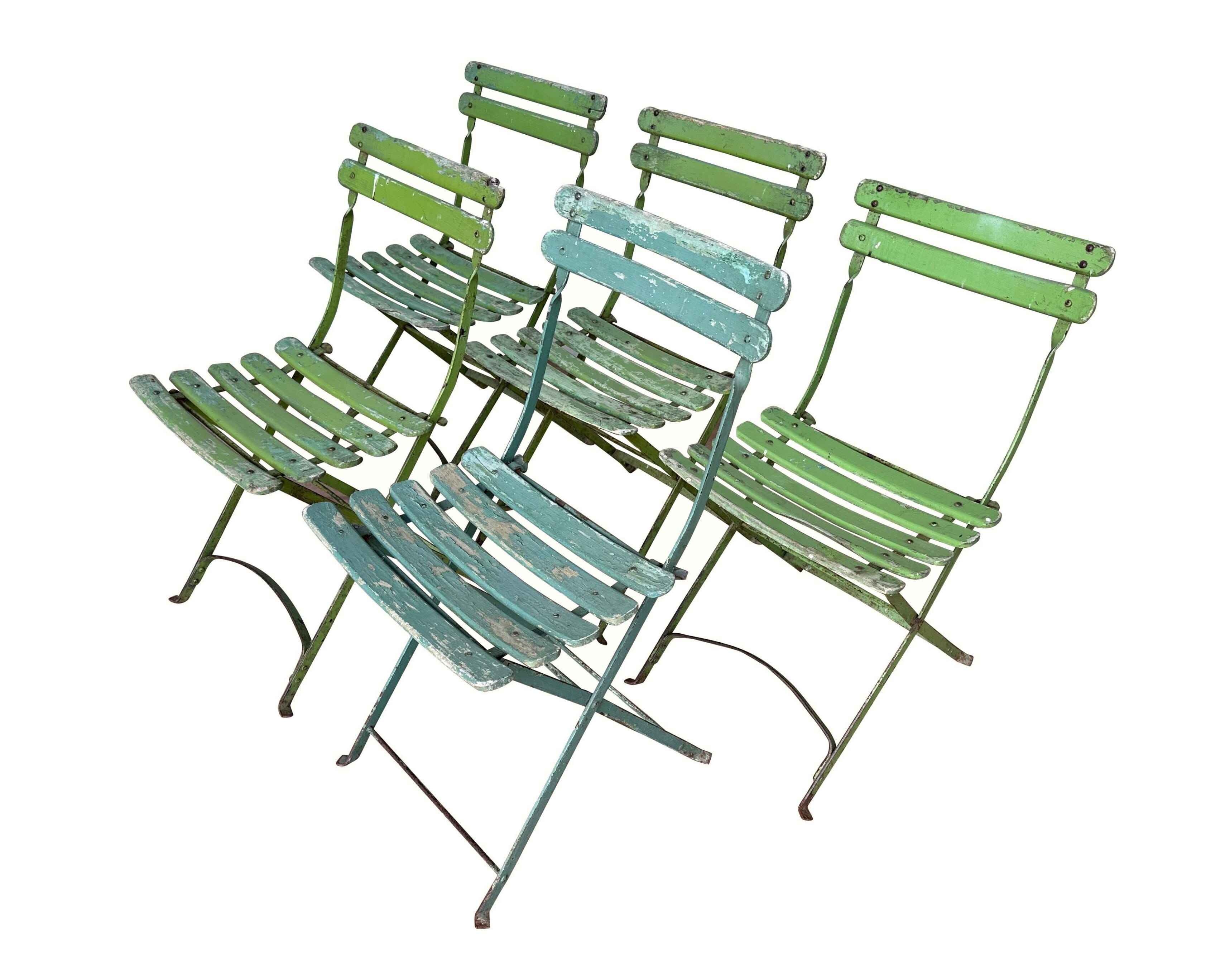 Reclaimed Folding Slatted Pub or Restaurant Bistro Chairs - 10242