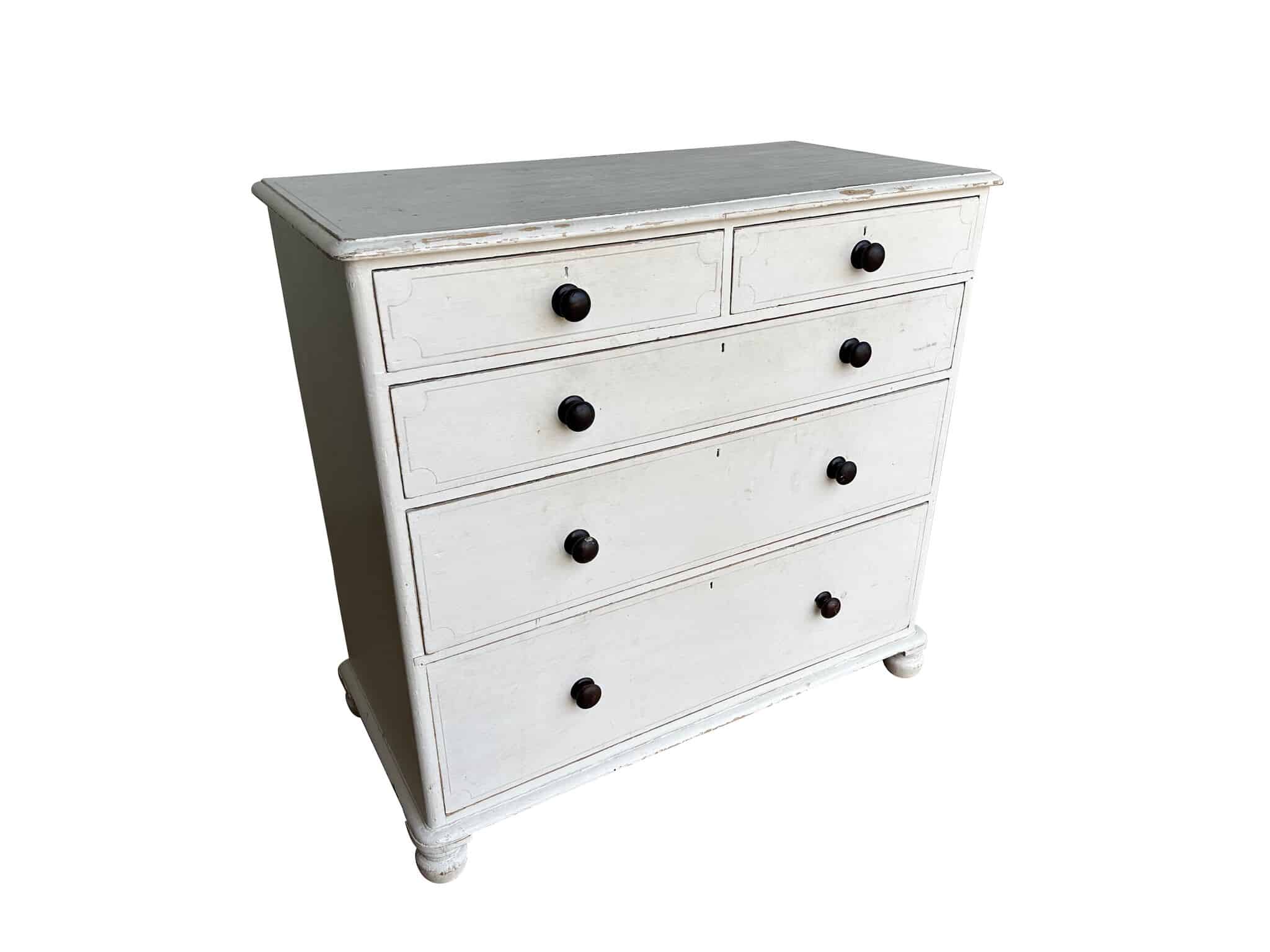 Large Vintage Reclaimed Wooden Chest Of 5 Drawers