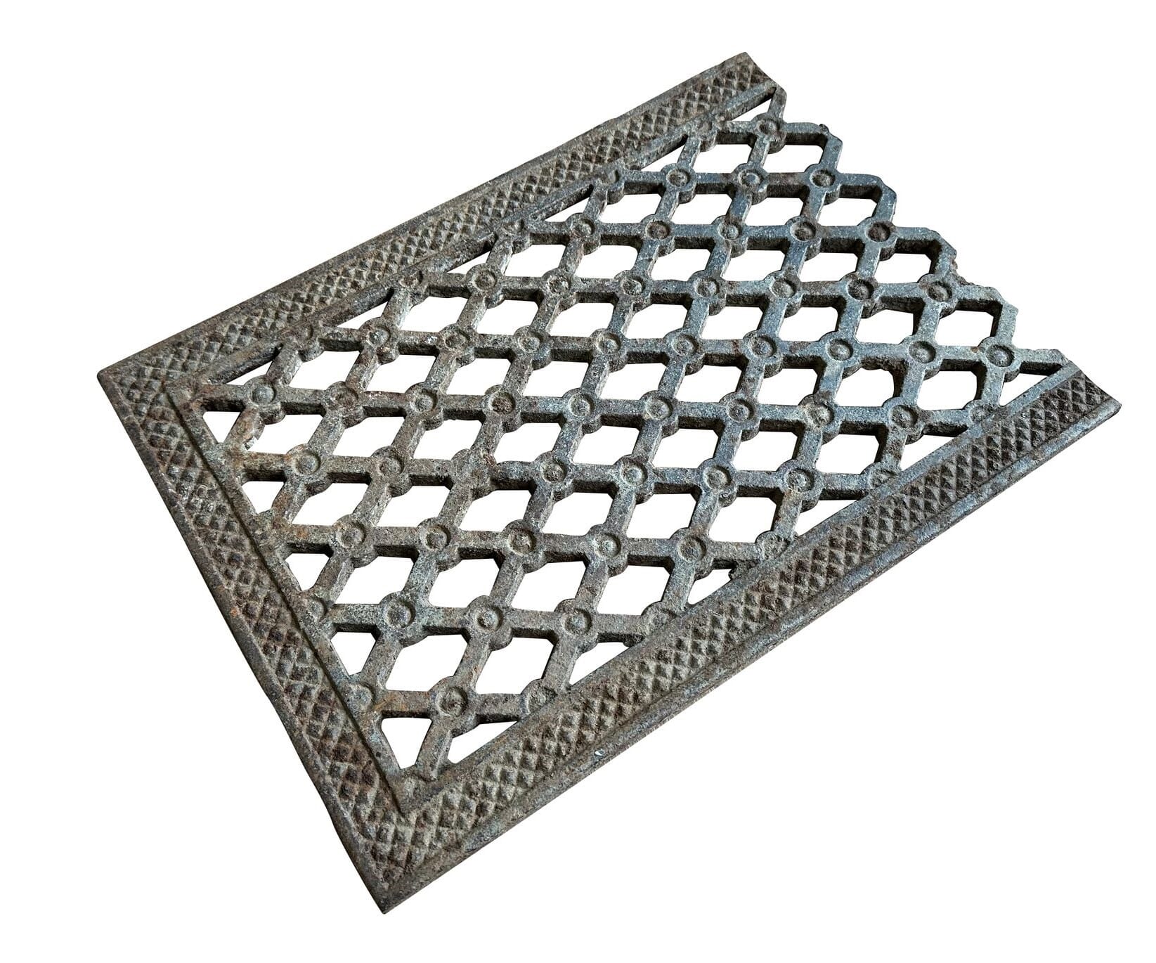 Victorian Ornate Old Cast Iron Floor Grille / Grid - 10222