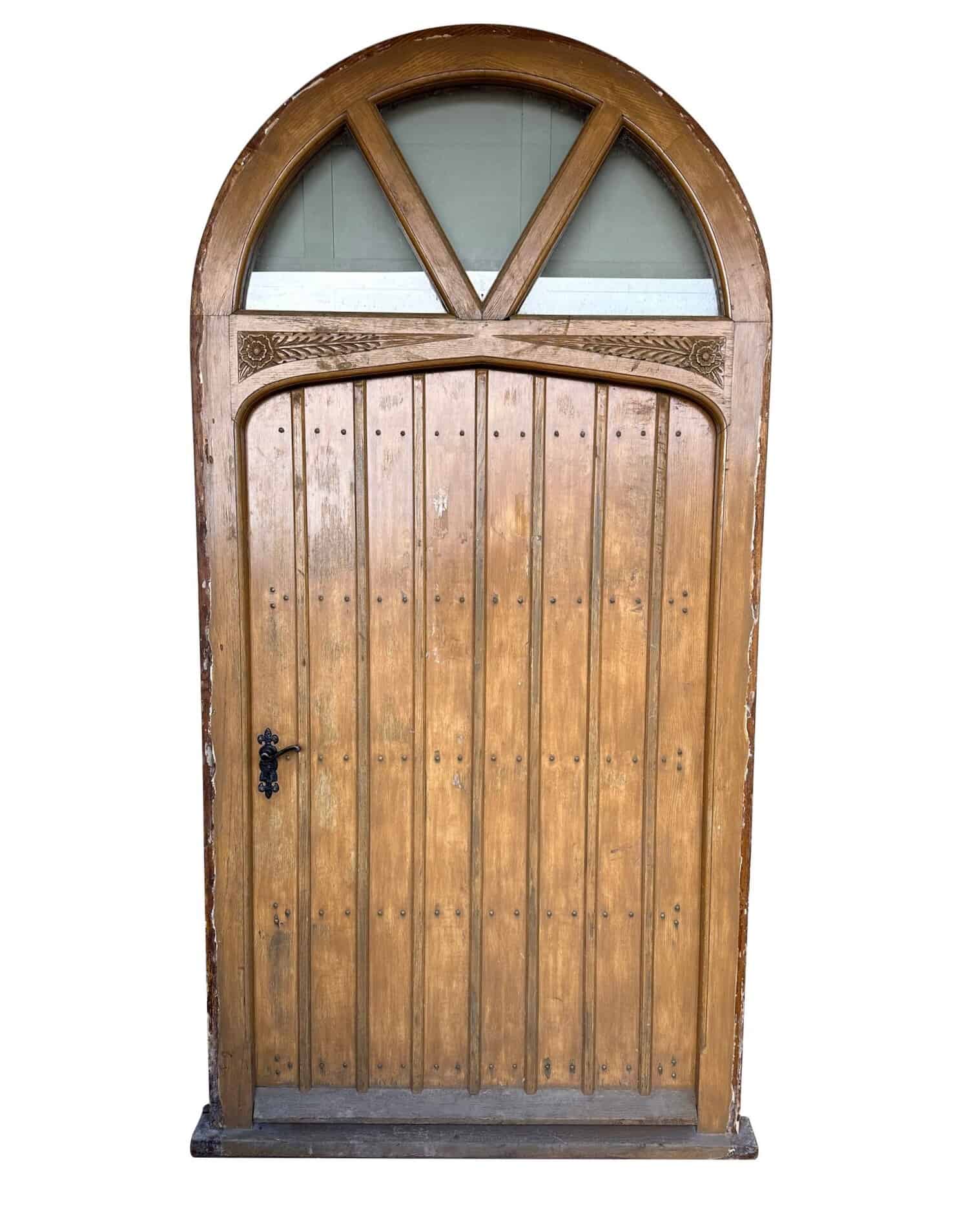 Original Large Reclaimed Antique Oak Door and Frame