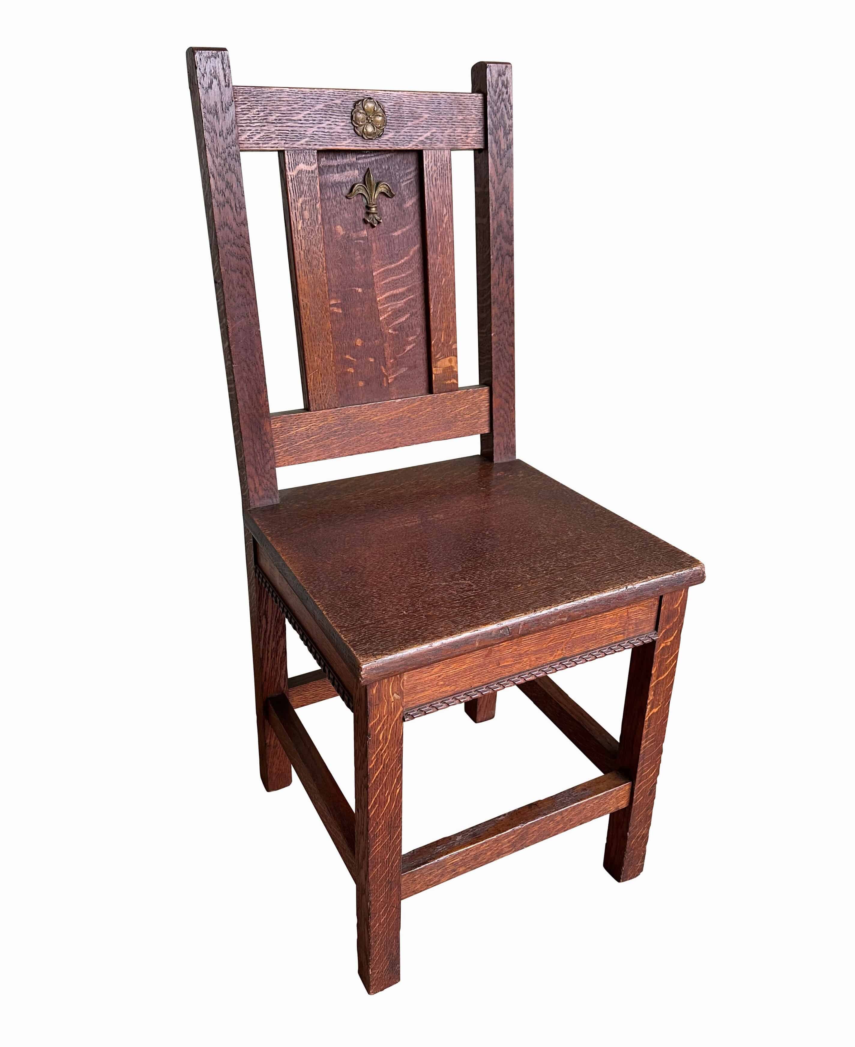Antique Solid Oak Reclaimed Church Chair