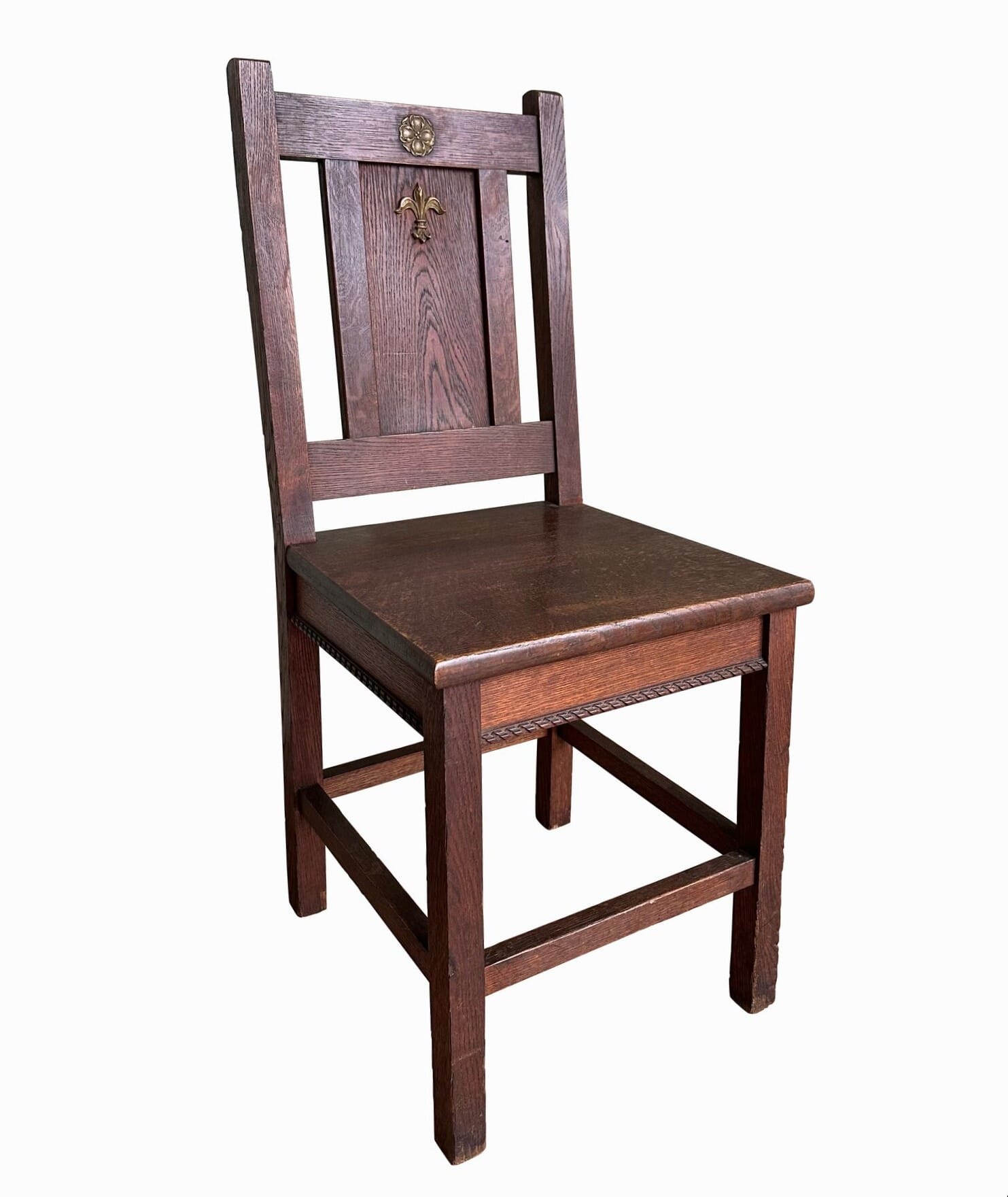 Antique Reclaimed Solid Oak Church Chair - 10284C