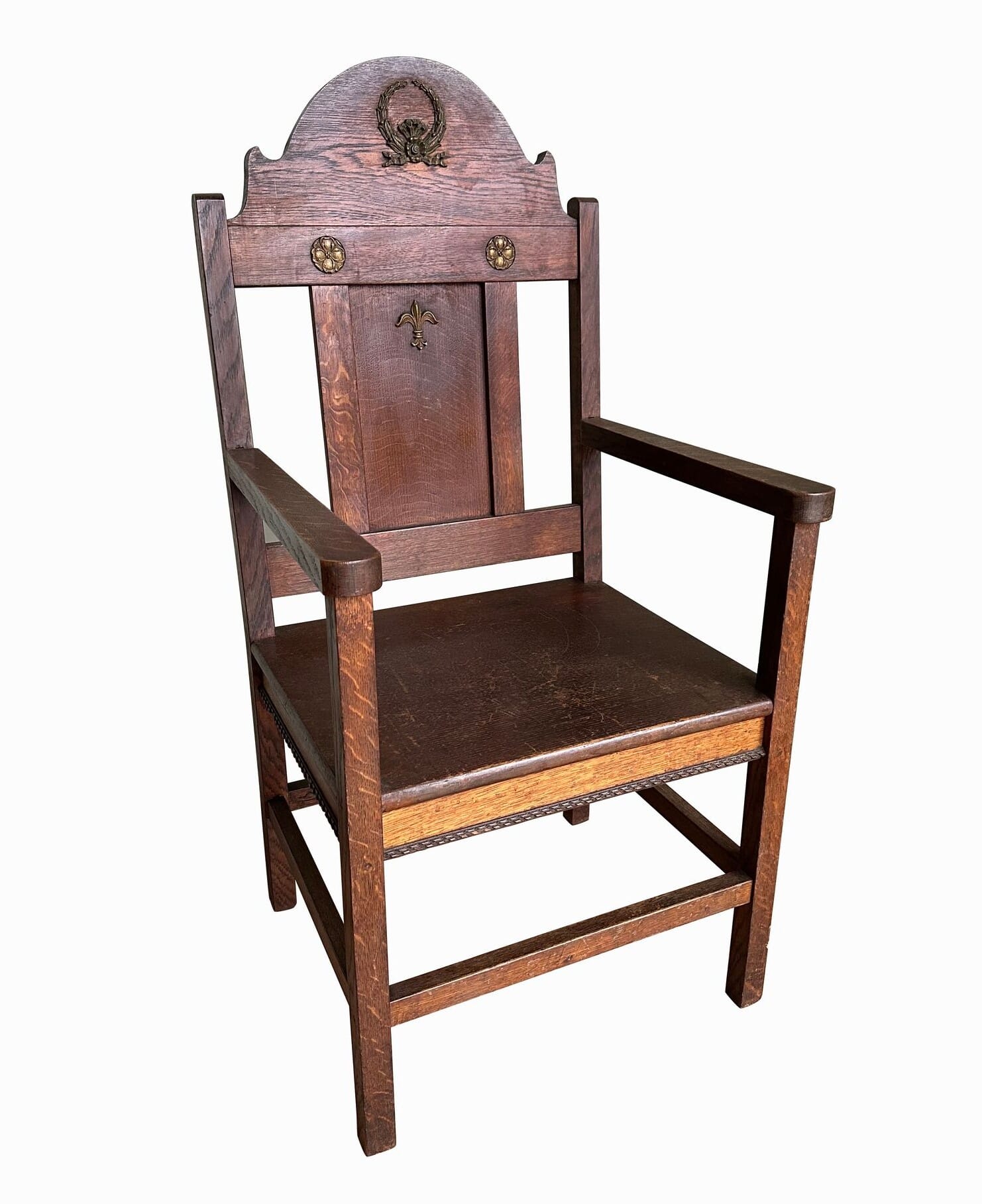 Large Antique Solid Oak Reclaimed Church Chair - 10284D