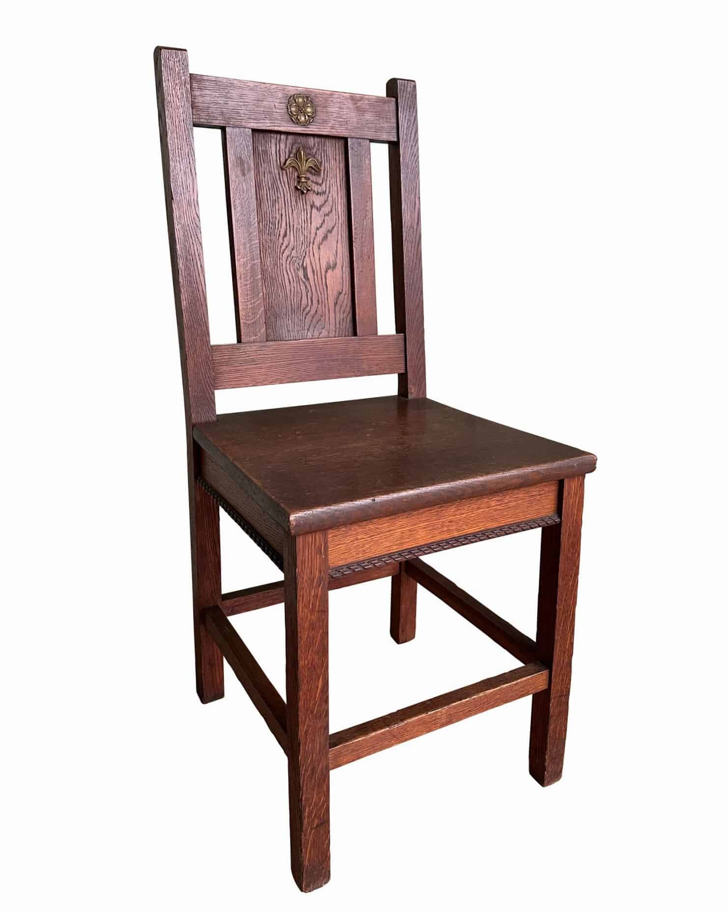 Antique Solid Oak Reclaimed Church Chair