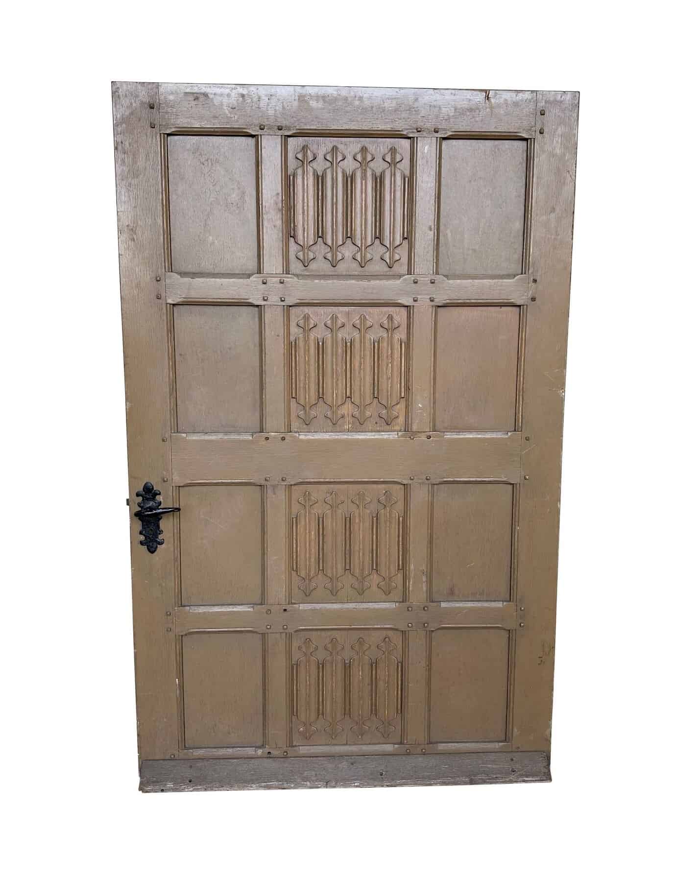 Original Large Reclaimed Antique Linen Fold Oak Door