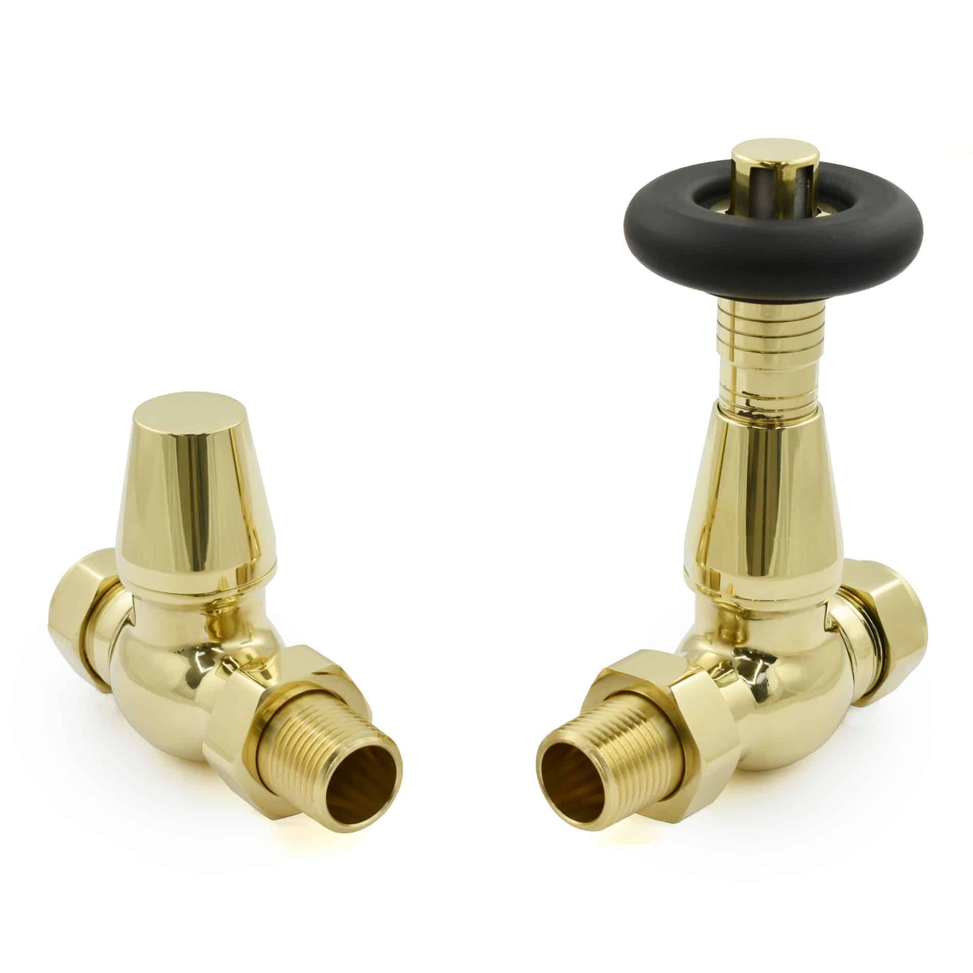 Unlacquered Brass Straight Jaguar TRV Radiator Valves