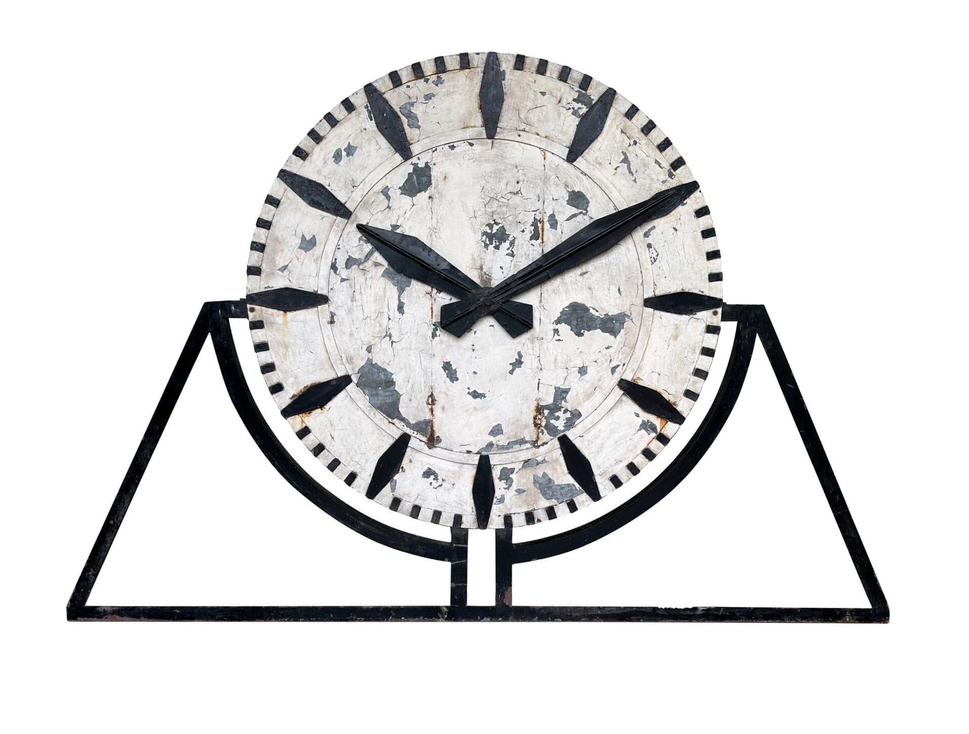 Large Reclaimed Metal Wall Mounted Clock Face With Hands - 10283