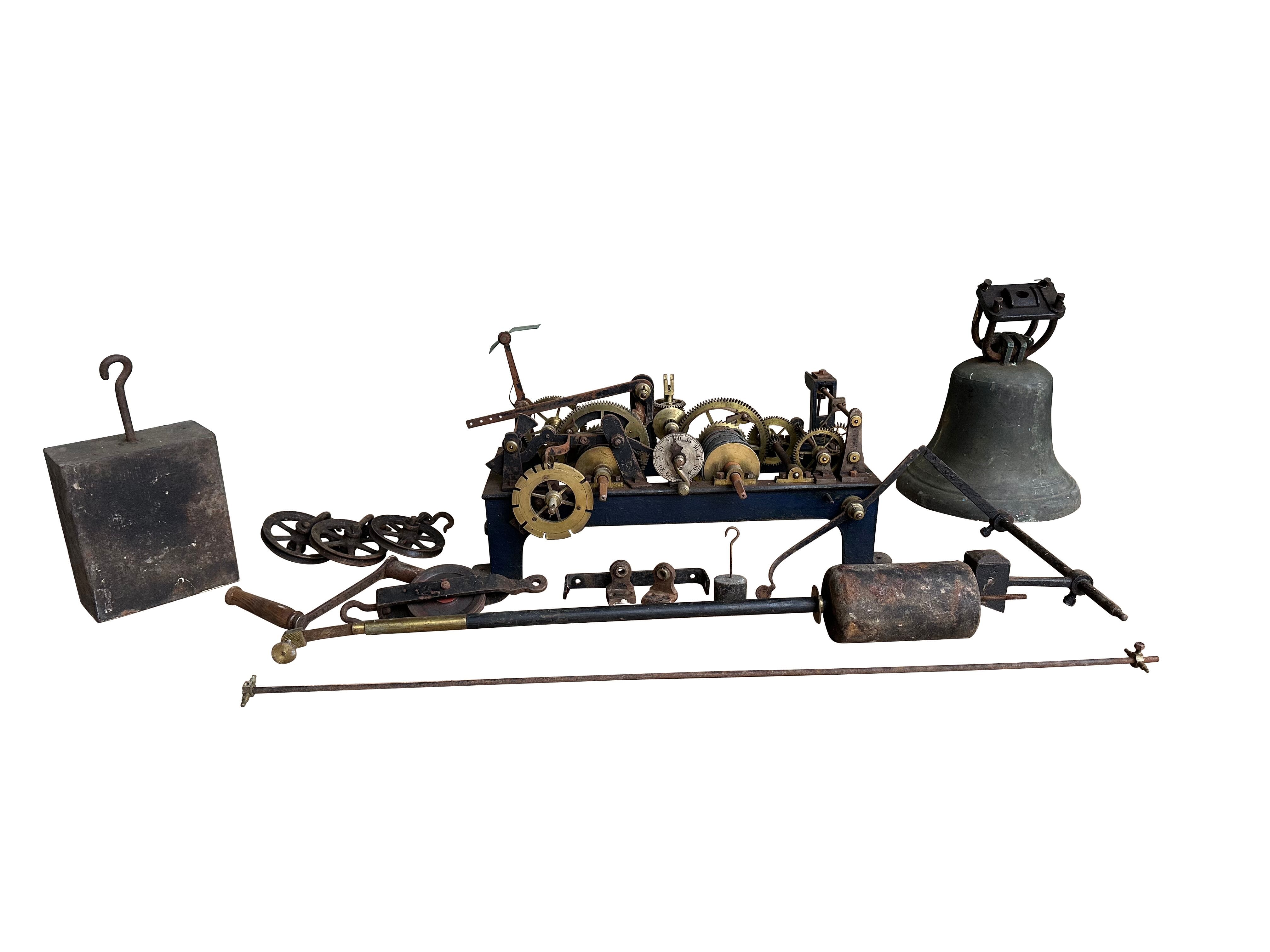 Antique Victorian Turret Clock with Pendulum & Bell - 10289