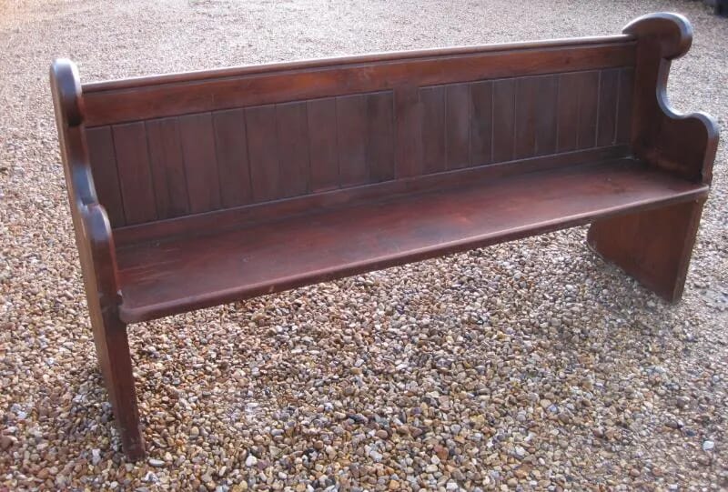 Large Antique Pitch Pine Salvaged Church Pew - 4509