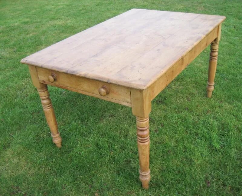 Antique Victorian reclaimed pine table with a draw - 3821