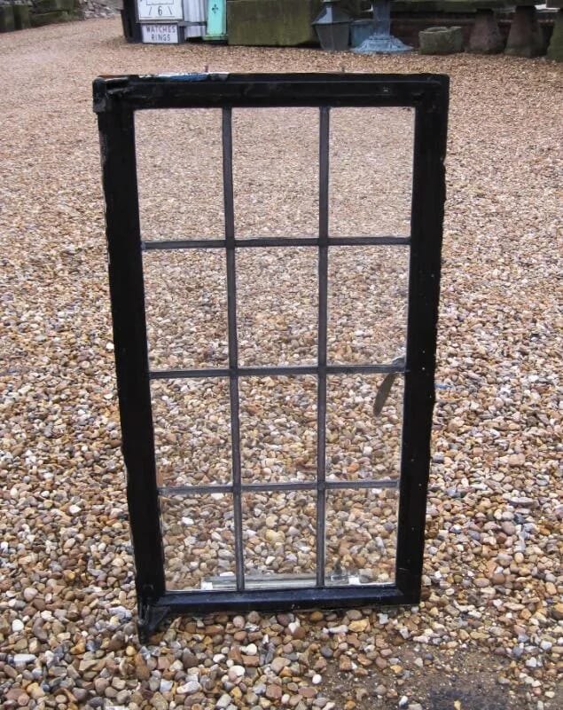 Antique Leaded Glass Crittall Window and Brass Fittings - 4524