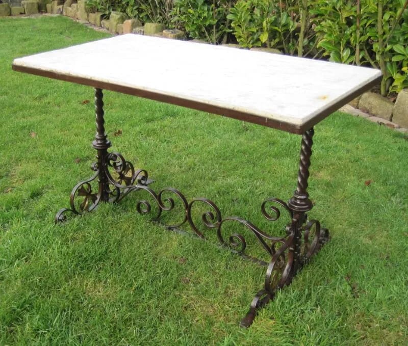Victorian Antique Gothic Iron and Marble Coffee Table - 4531