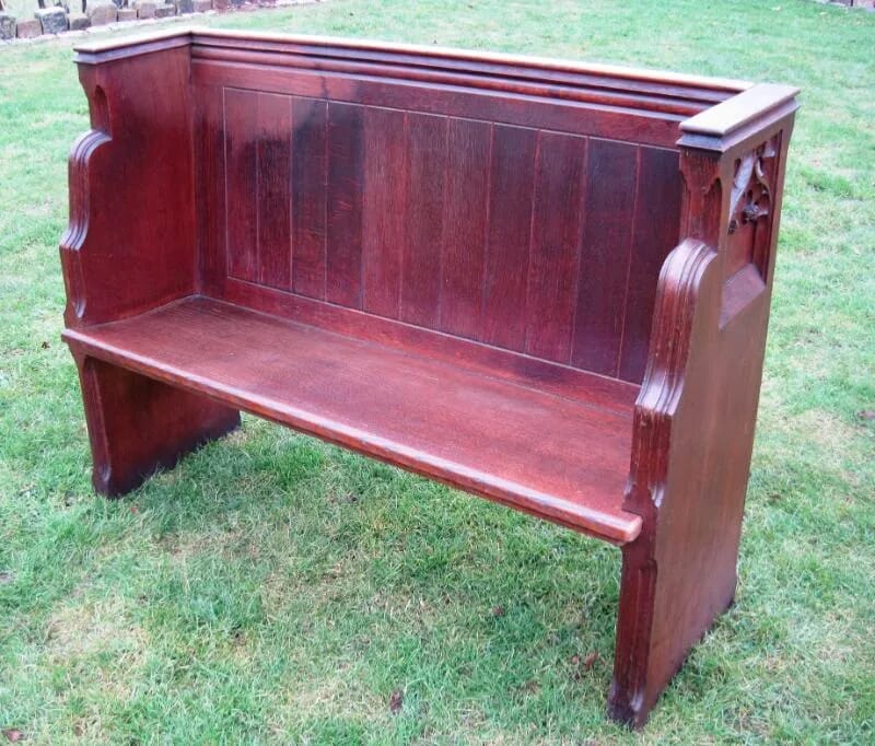 Small 52 inches long Antique Victorian Oak Church Pew - 4562