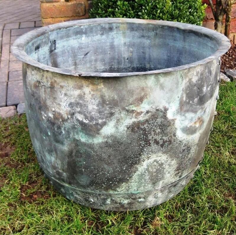 Reclaimed Victorian Copper Garden Plant Pot - 4543