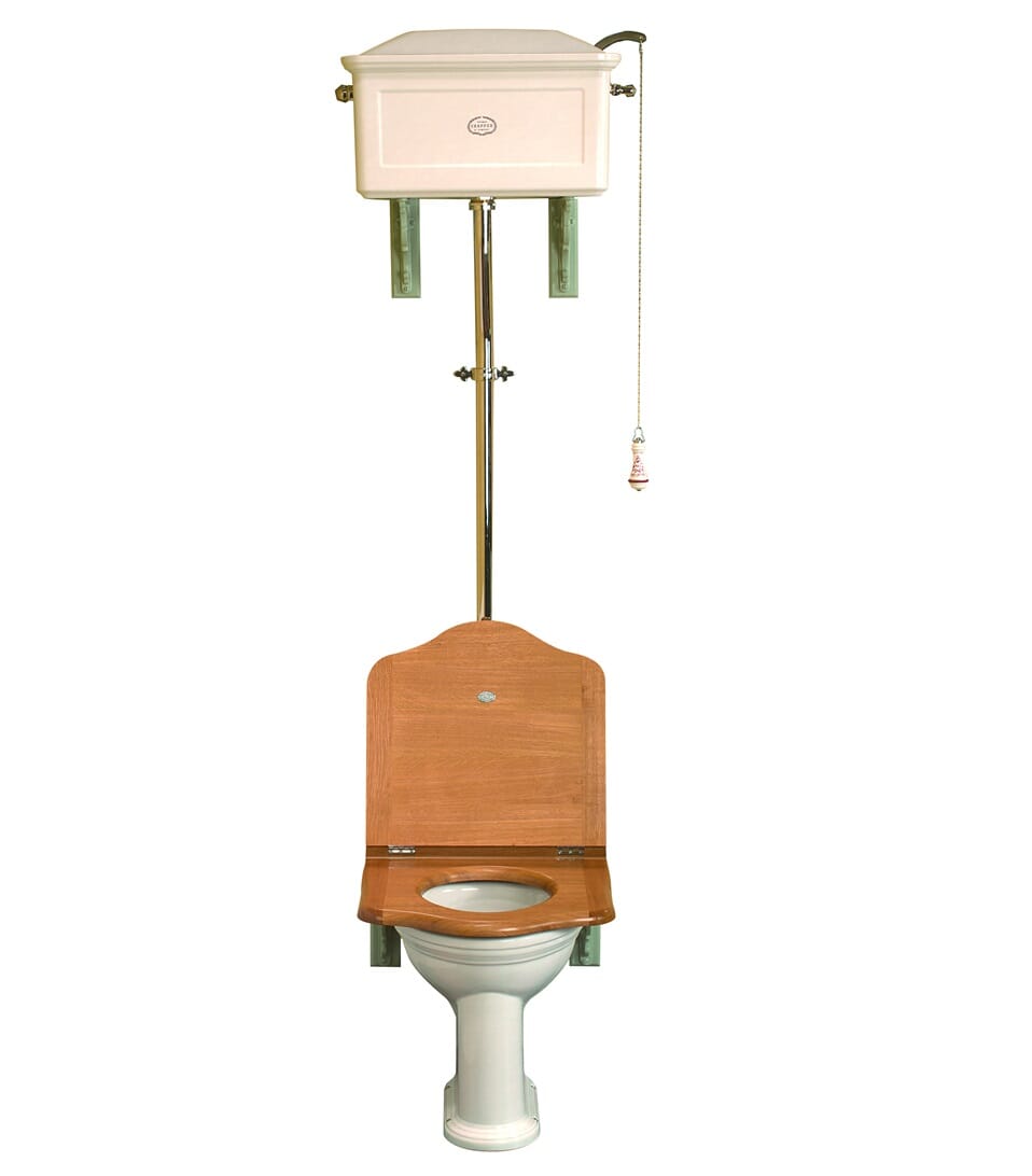 Thomas Crapper High-Level Ceramic Toilet Set With Throne Seat - TCHL4CHOAWH