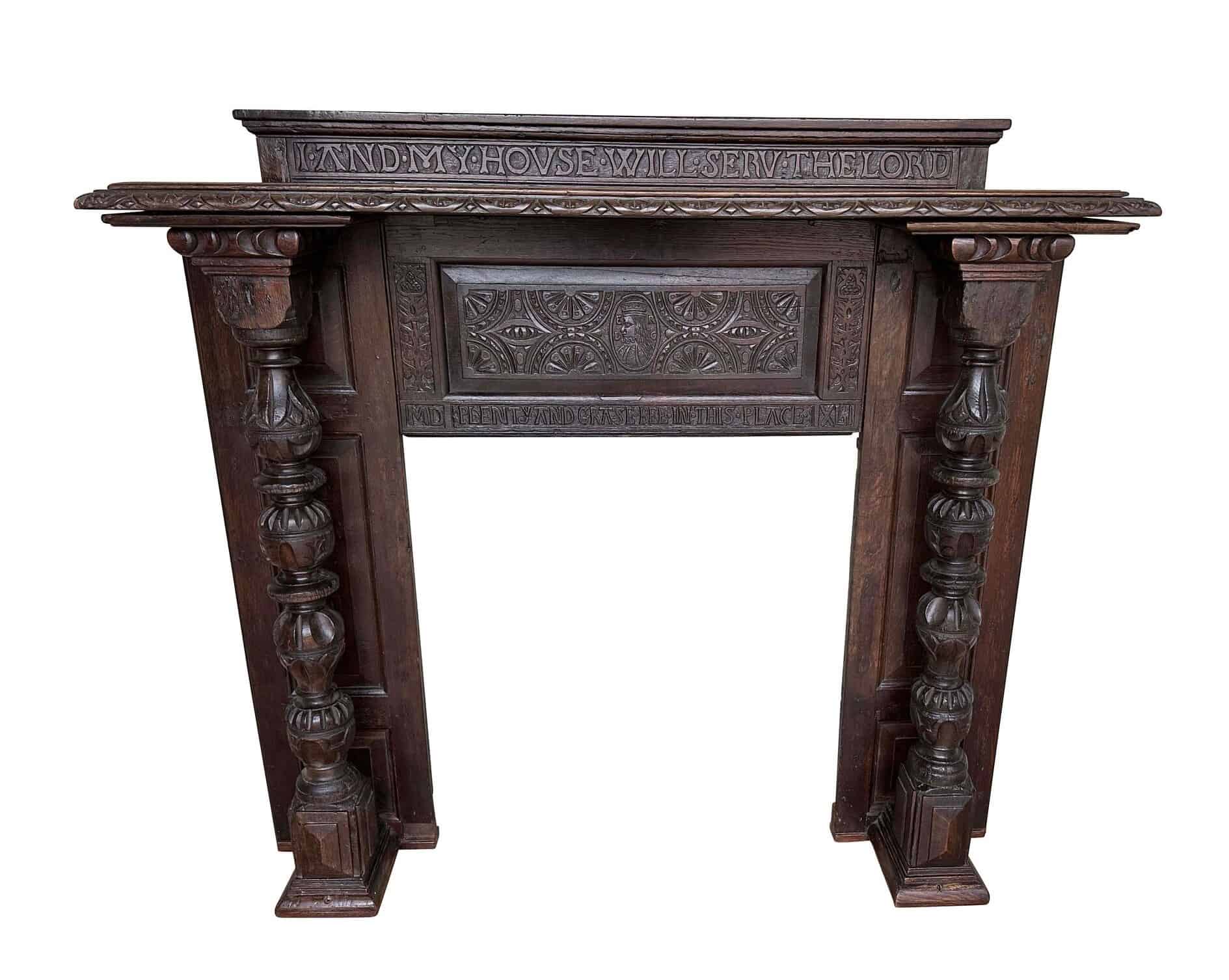 Exceptional Early Hand Carved Solid Oak Fire Surround