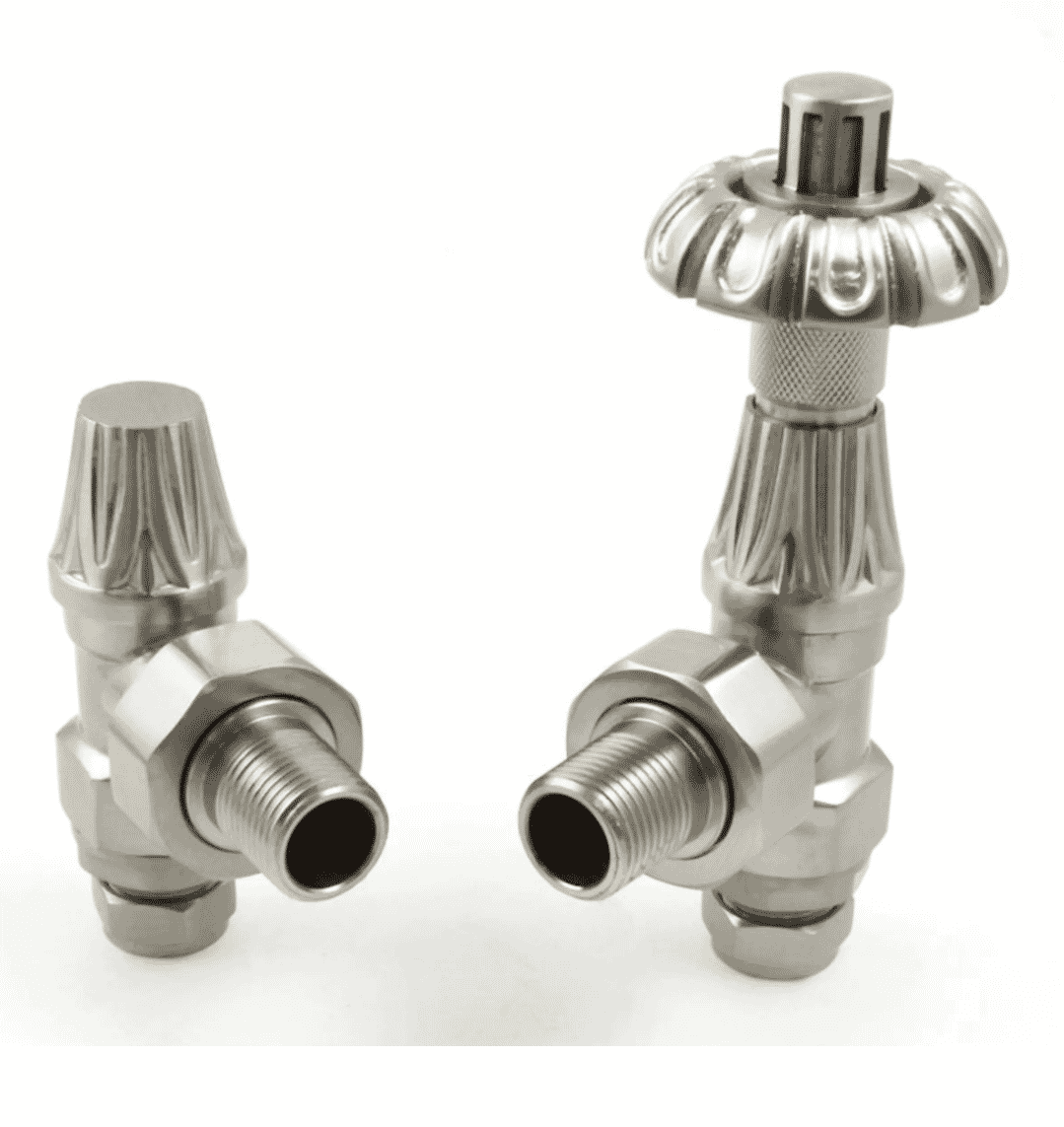 Pair Of Abbey Thermostatic Satin Nickel Radiator Valves - Absnt