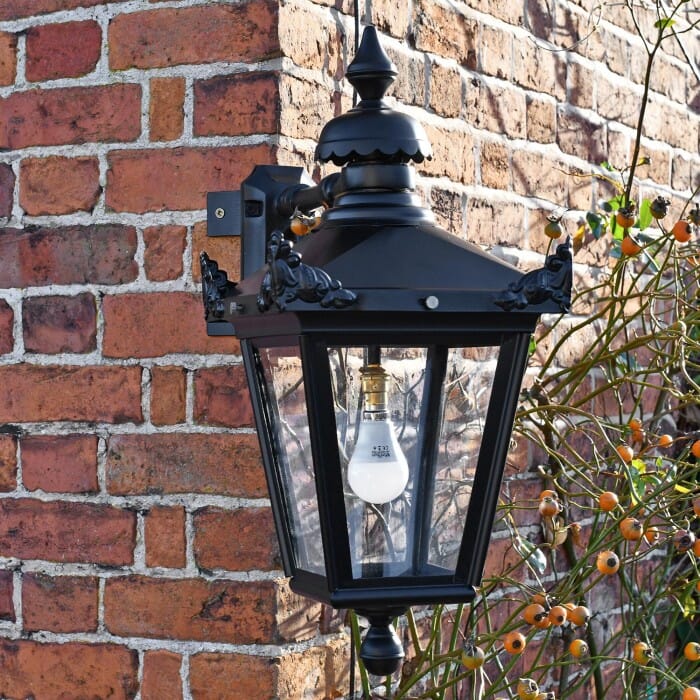 Black Victorian Top-Fix Corner Wall Lantern  - LF1070/BLK/L/COR