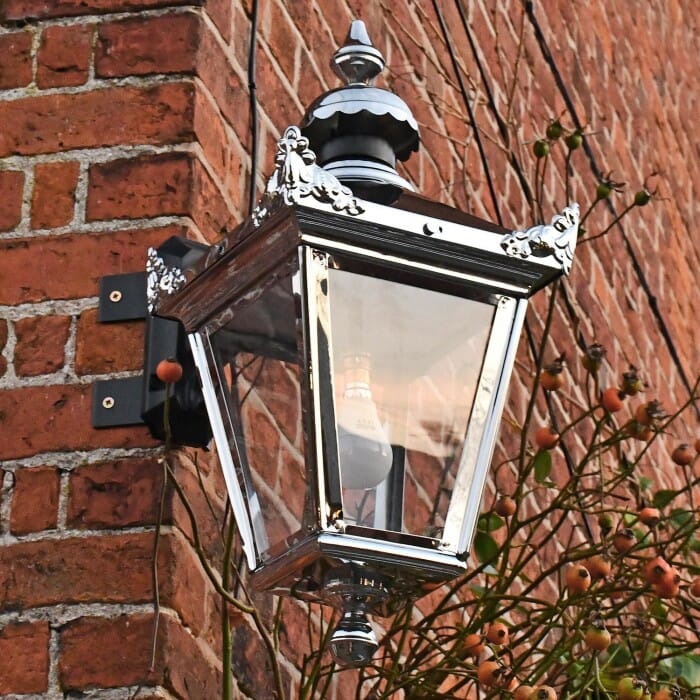 Bright Chrome Victorian Top-Fix Corner Wall Lantern  - LF1070/BC/COR