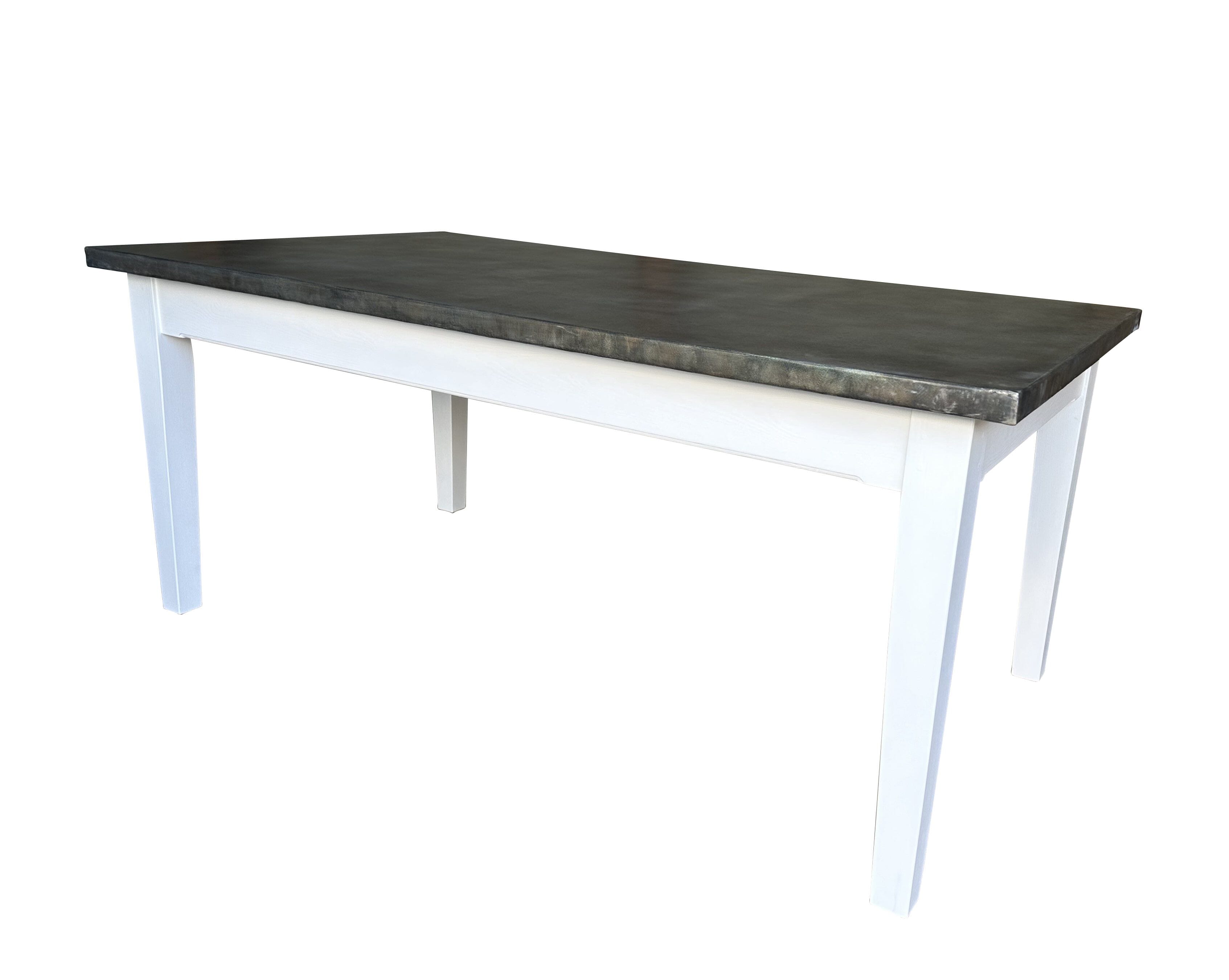 Handmade Antique Zinc Kitchen Table With Painted Base - D2153