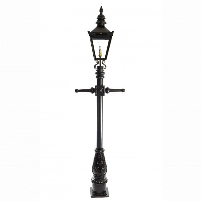 Traditional Miniature Cast Iron Lamppost & Black Harrogate Lantern - LF1000/XS/LF1085/BLK