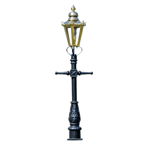 Traditional Miniature Cast Iron Lamppost & Brass Hexagonal Lantern - LF1000/XS/LF1059/PBL