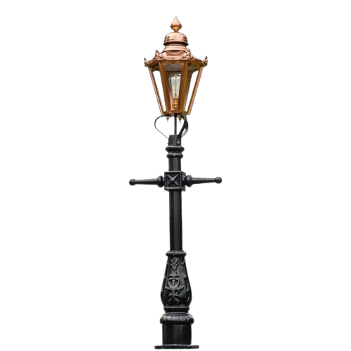 Traditional Miniature Cast Iron Lamppost & Copper Hexagonal Lantern - LF1000/XS/LF1059/COP