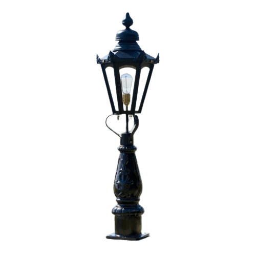 Black Hexagonal Patio Balustrade or Driveway Lantern and Post - LF1004/LF1056
