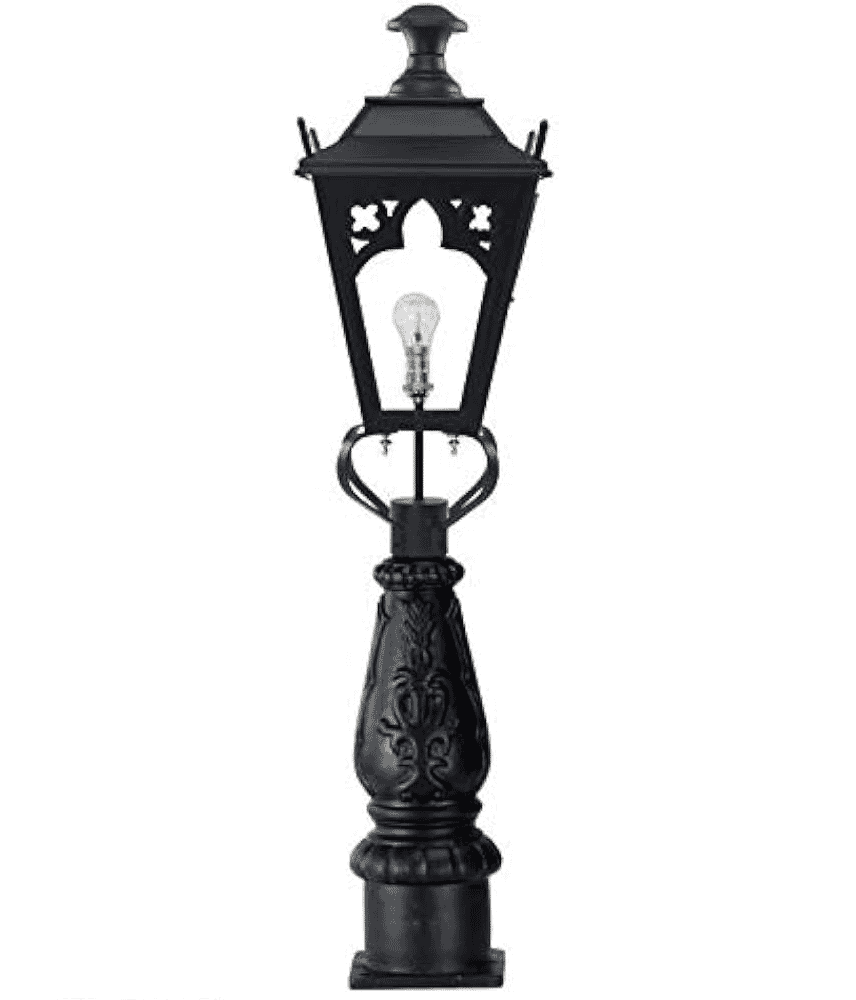 Black Gothic Patio Balustrade or Driveway Lantern and Post - LF1004/LF1080/BLK