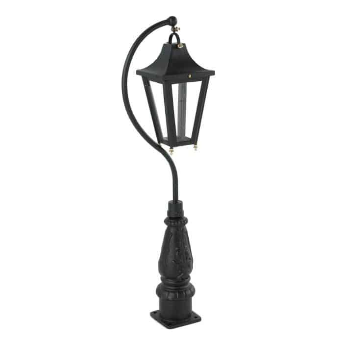 Black Swan Neck Patio Balustrade or Driveway Lantern and Post
