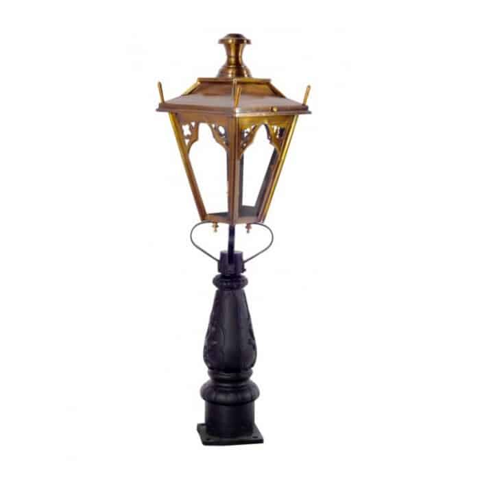 Brass Gothic Patio Balustrade or Driveway Lantern and Post