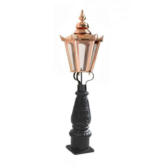 Copper Hexagonal Patio Balustrade or Driveway Lantern and Post